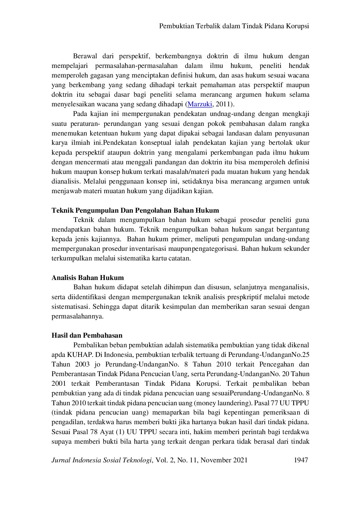 JURIS Pembuktian Terbalik dalam Tindak Pidana Korupsi