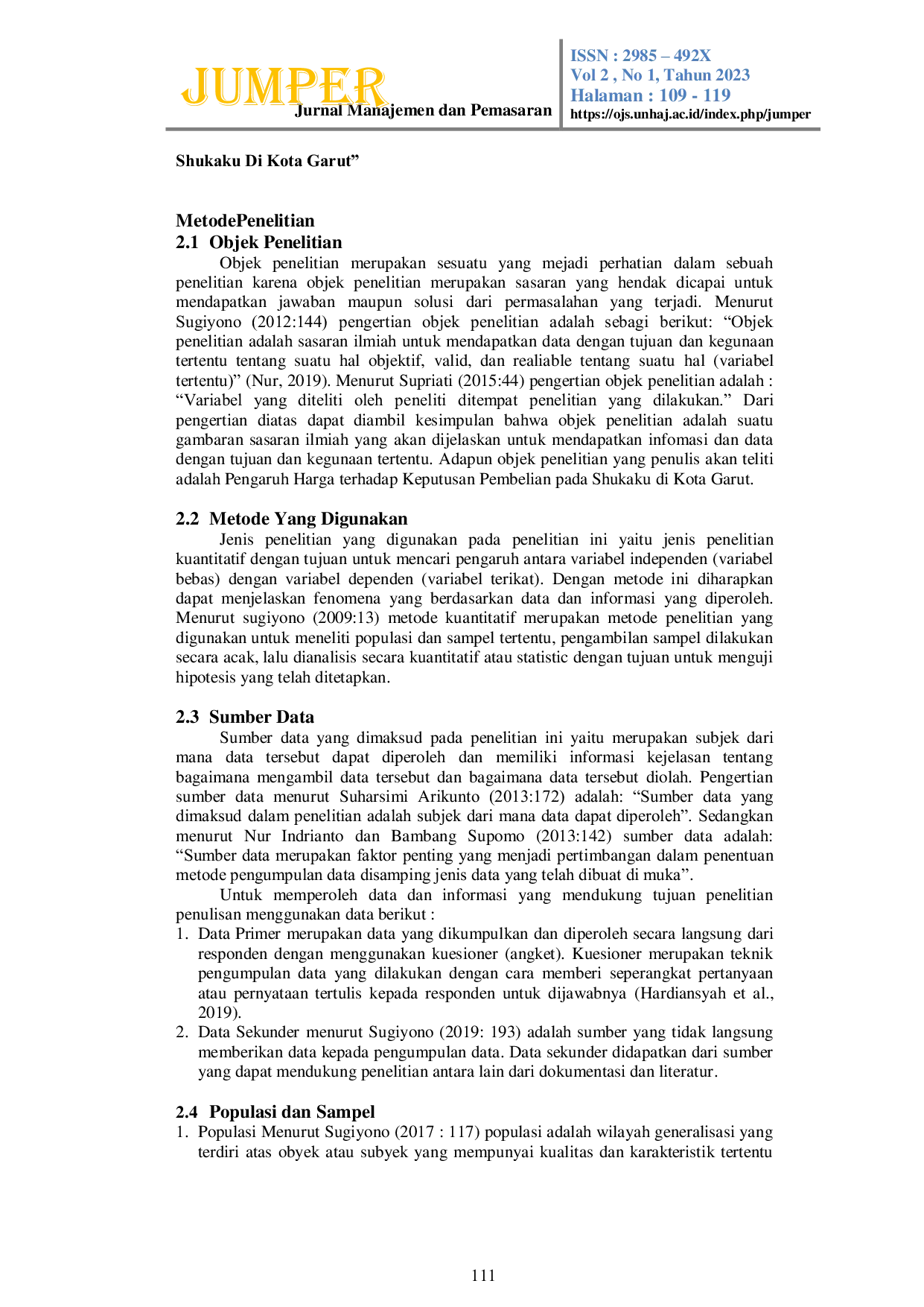 JURIS Pengaruh Harga Terhadap Keputusan Pembelian Pada Restoran Shukaku Di Kota Garut