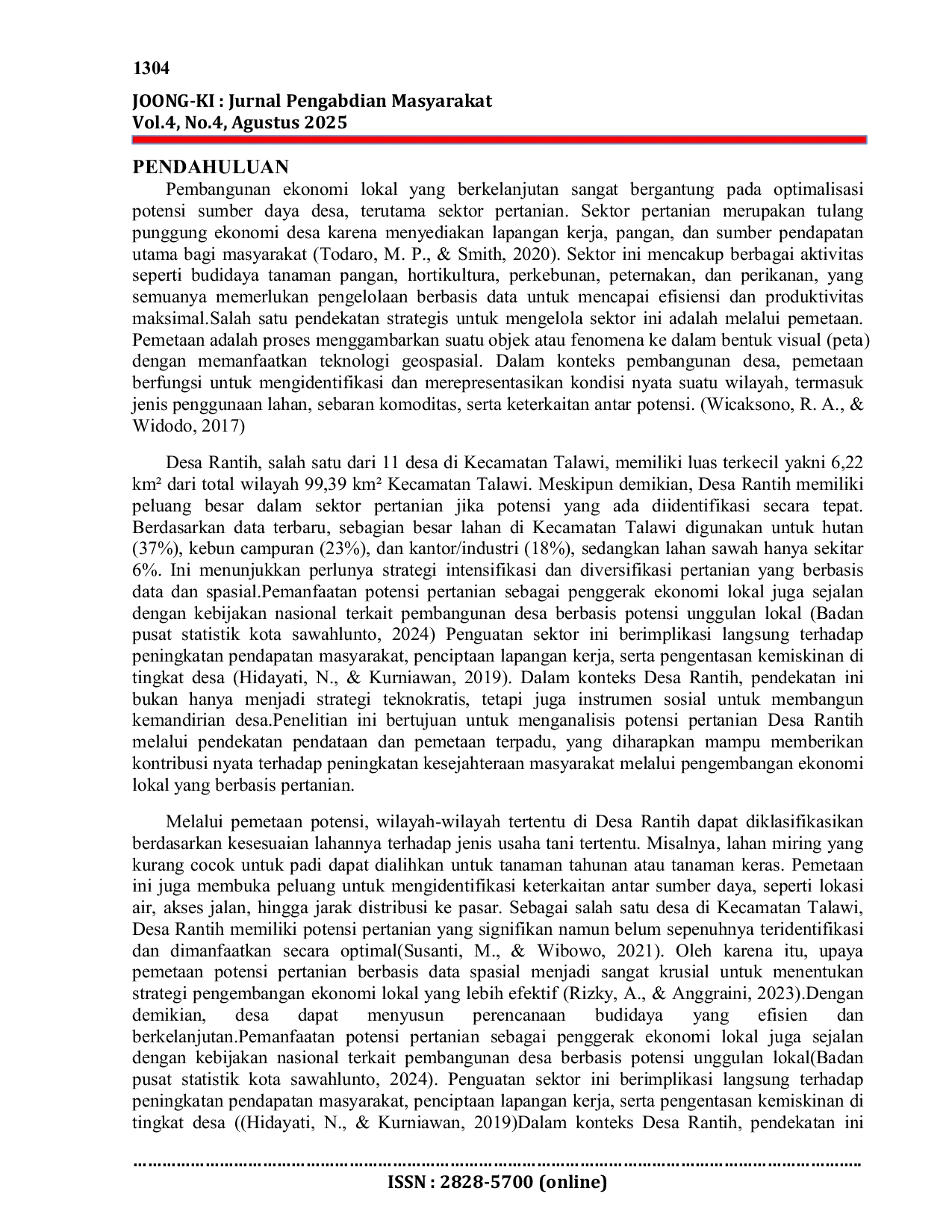 JURIS Analisis Potensi Pertanian Desa Rantih Melalui Pendataan dan Pemetaan terpadu untuk mendorong Pengembangan Ekonomi Lokal