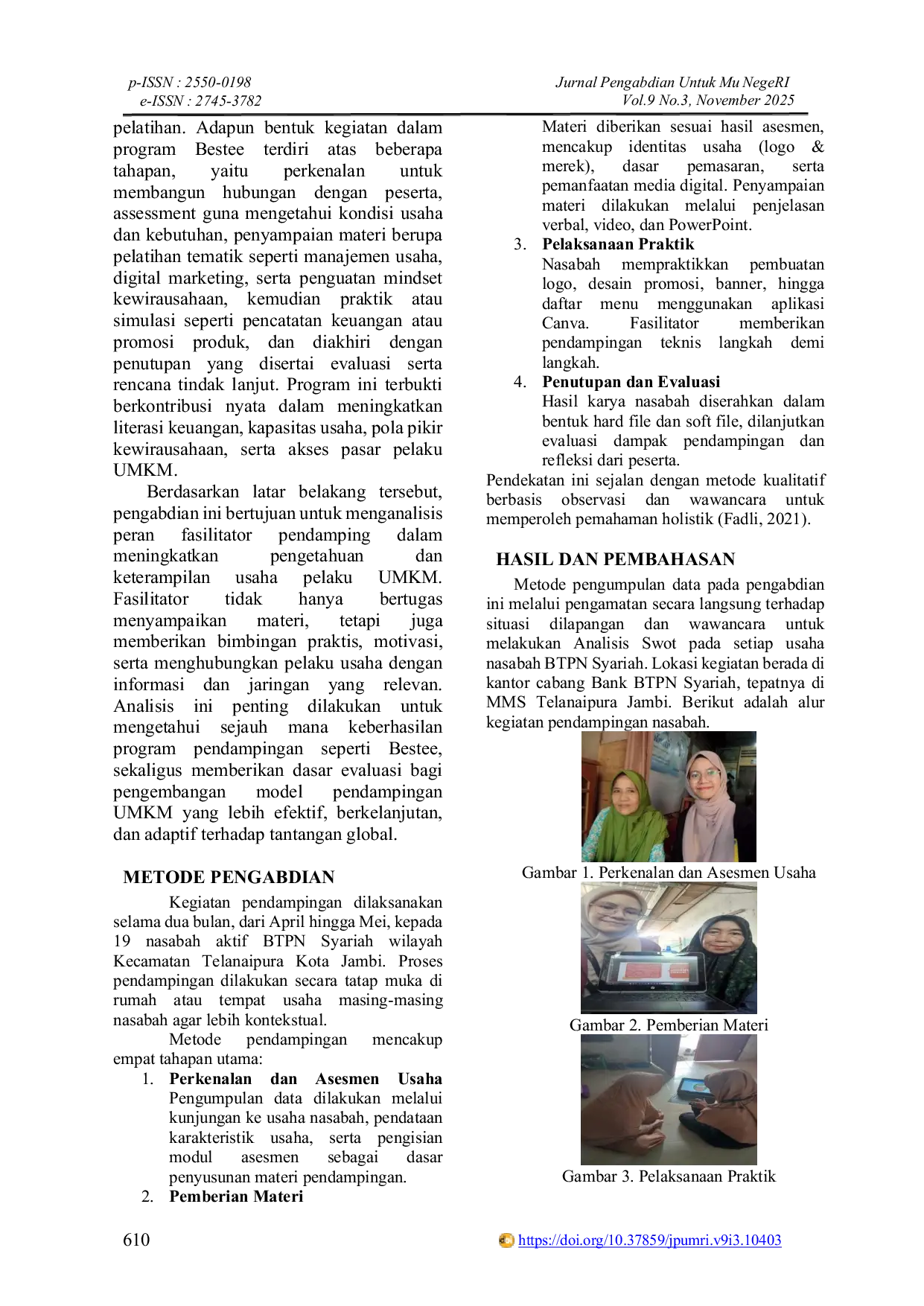 JURIS Program Pendampingan UMKM oleh Fasilitator BTPN Syariah di Kota Jambi