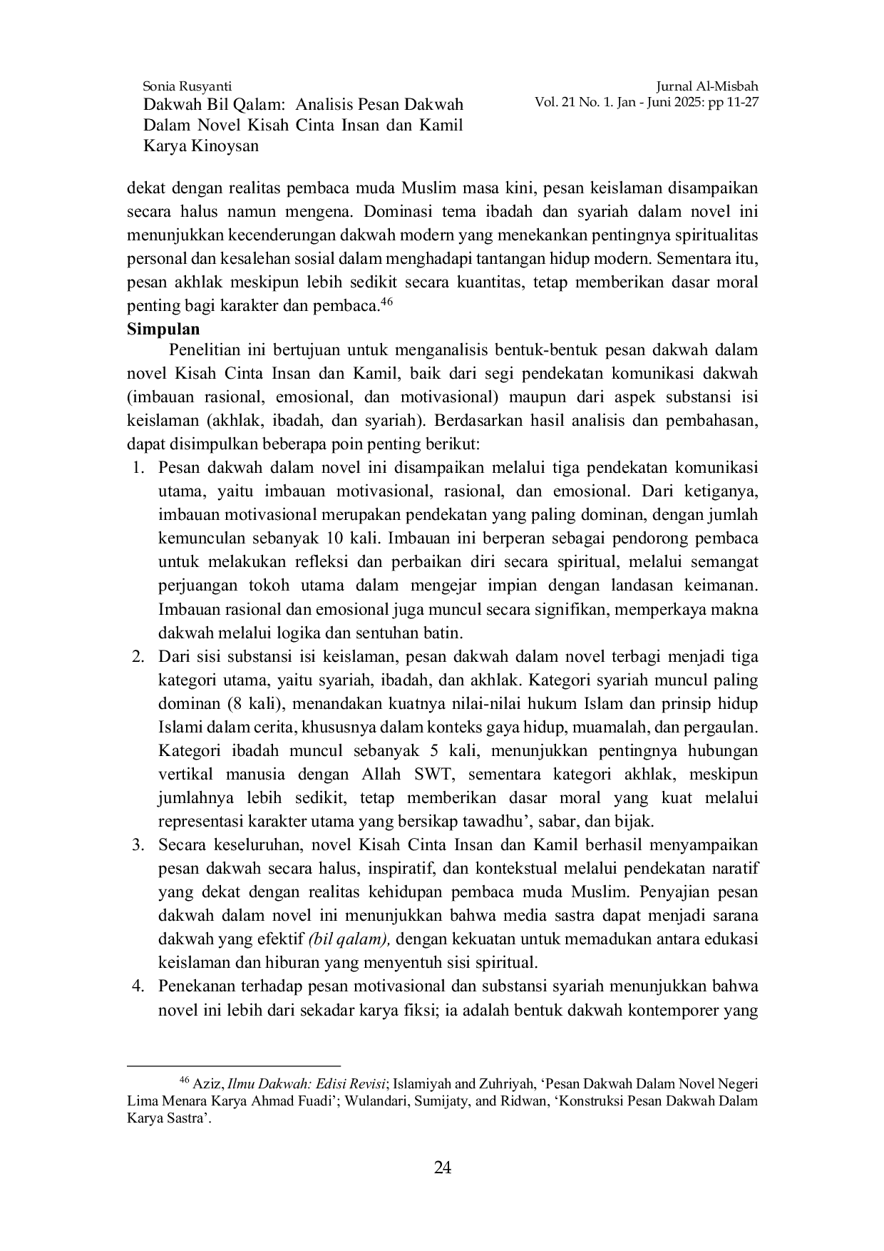 JURIS Dakwah Bil Qalam Analisis Pesan Dakwah Dalam Novel Kisah Cinta Insan Dan Kamil Karya Kinoysan