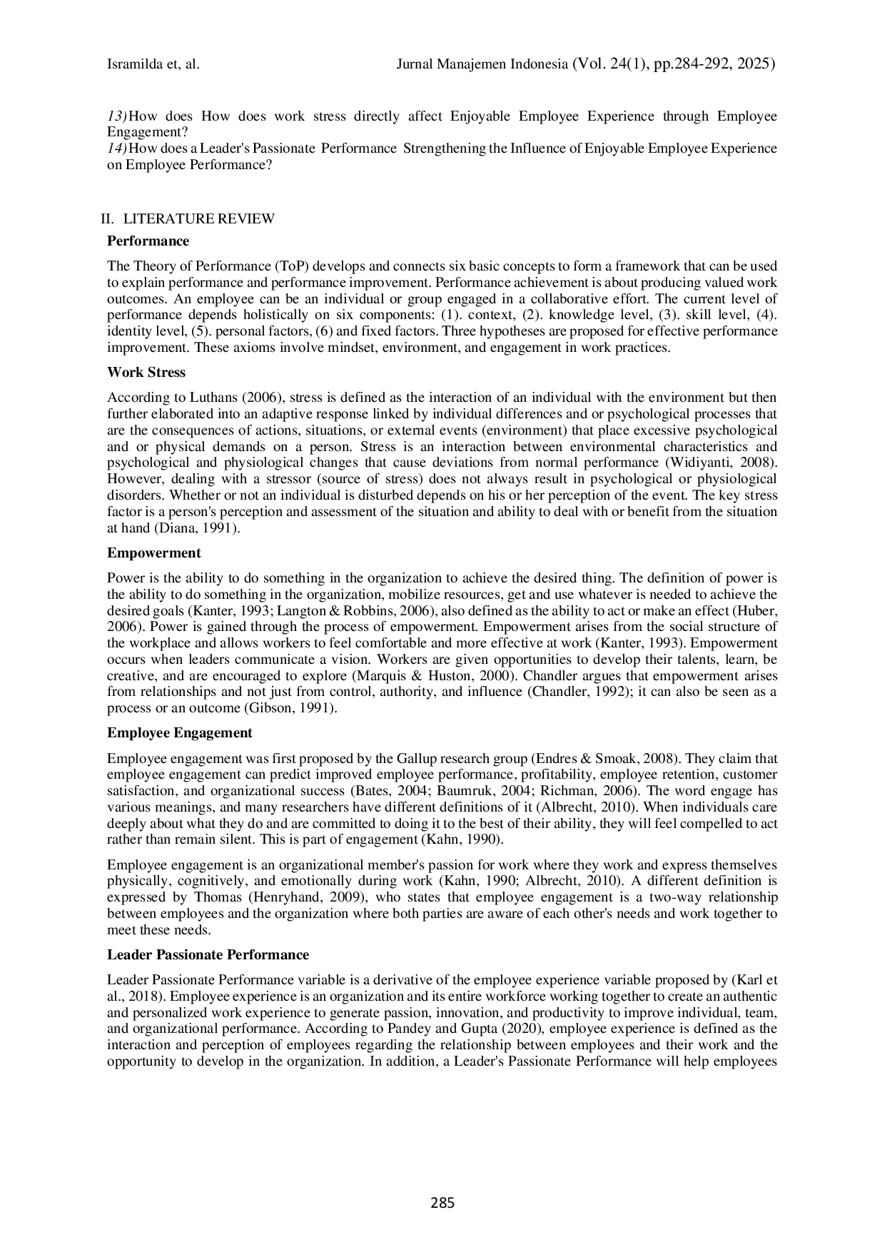 JURIS Performance Assessment of Health Personnel with Passionate Performance Leaders as Moderators at the Badan Pengusahaan Batam Hospital