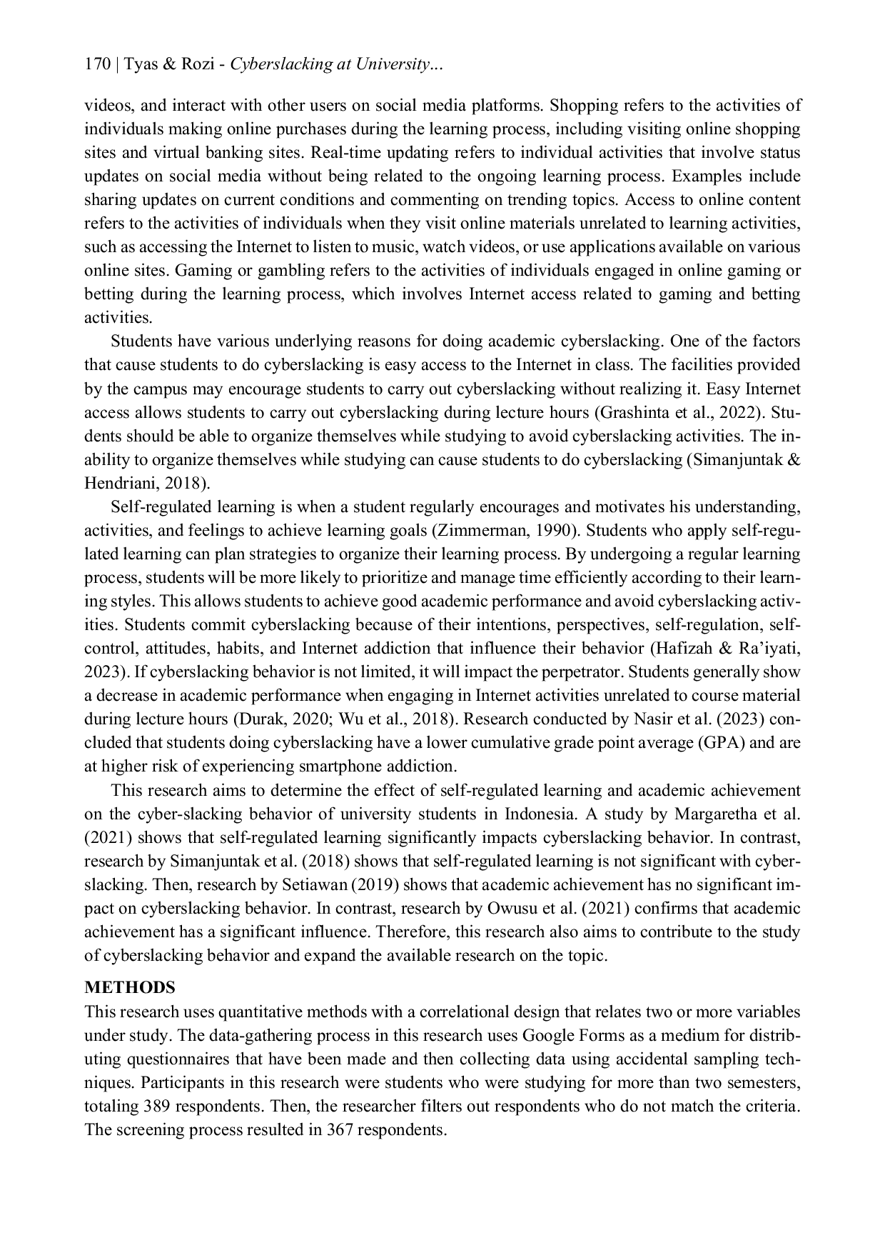 JURIS Cyberslacking at University Does It Affect Students Self Regulated Learning and Academic Achievement