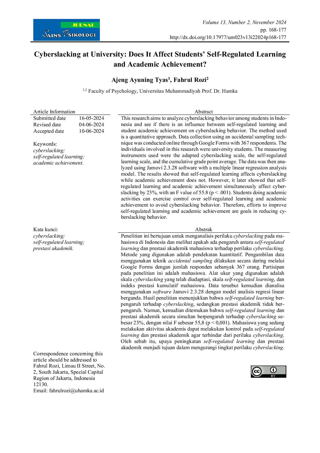 JURIS Cyberslacking at University Does It Affect Students Self Regulated Learning and Academic Achievement