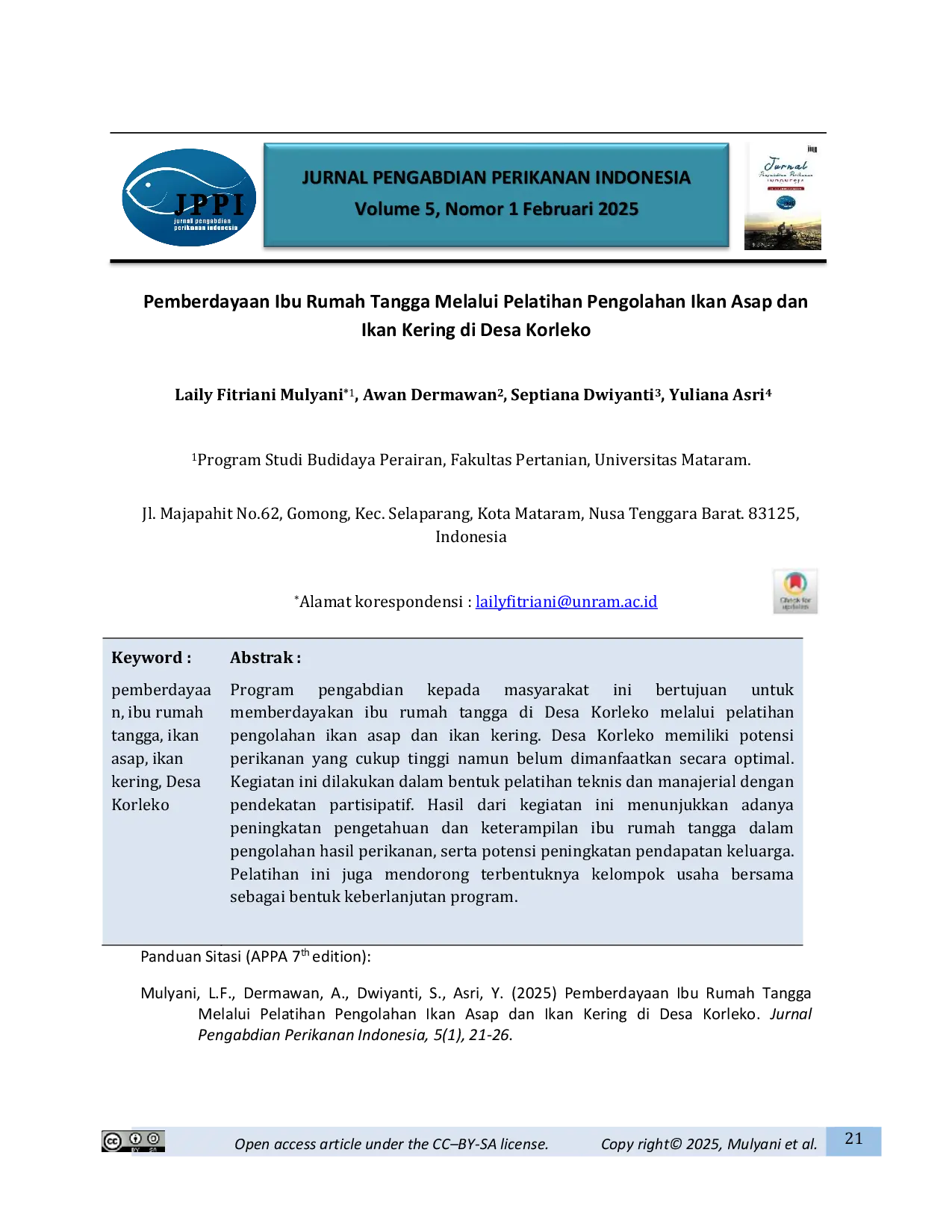 JURIS Empowering Housewives Through Smoked and Dried Fish Processing Training in Korleko Village