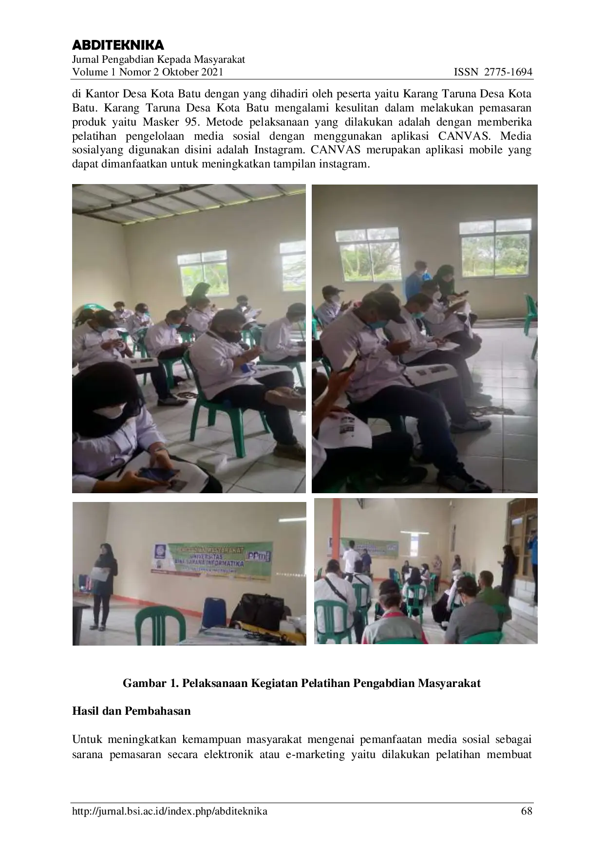 JURIS Pemanfaatan Media Sosial Sebagai Media E Marketing Untuk Pemasaran UMKN Karang Taruna Desa Kota Batu