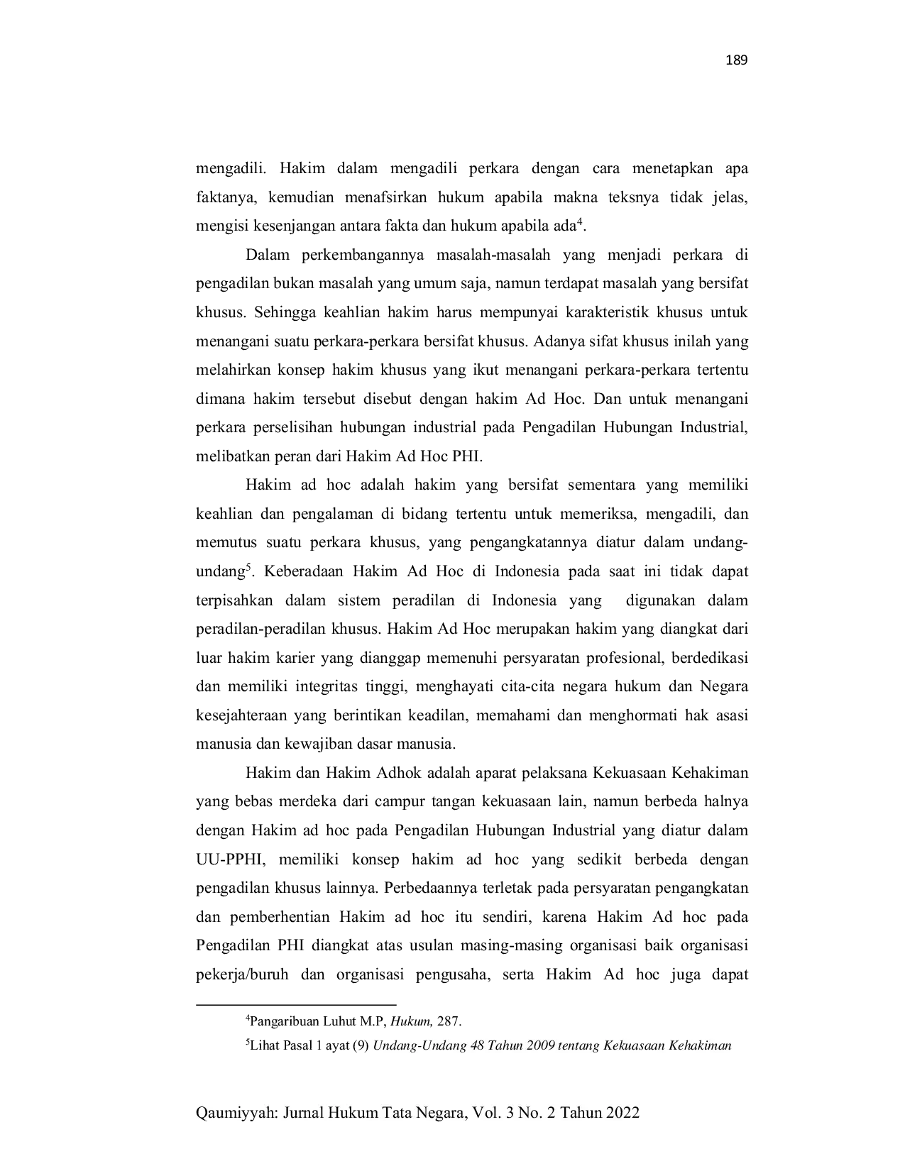 JURIS Kemurnian Hakim Adhok Pada Sistem Peradilan Hubungan Industrial Di Indonesia