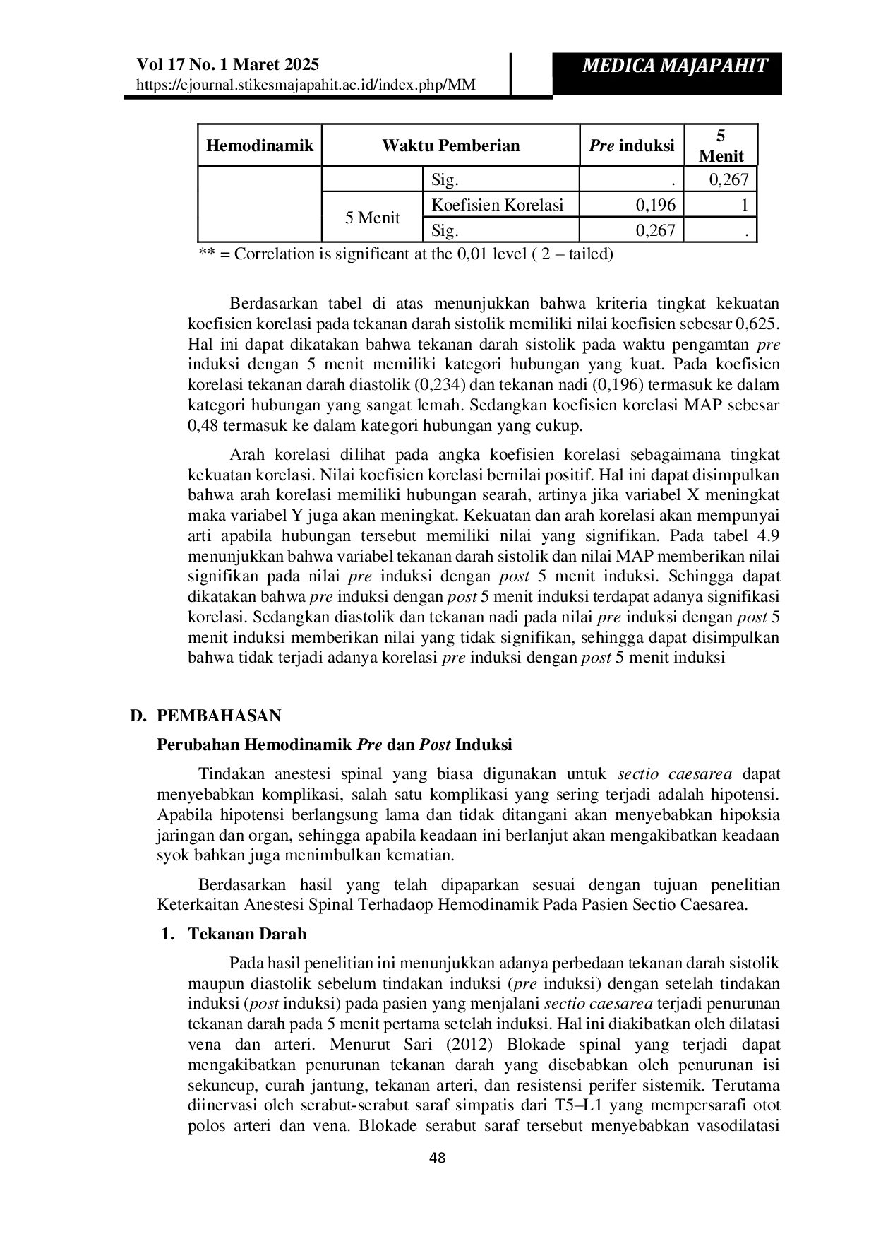 JURIS Efektifitas Anestesi Spinal Terhadap Hemodinamik Pasien Sectio Caesarea