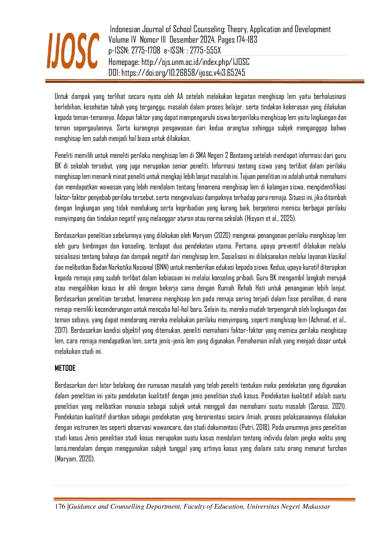 JURIS Studi Kasus Analisis Dampak Perilaku Menghisap Lem pada Siswa