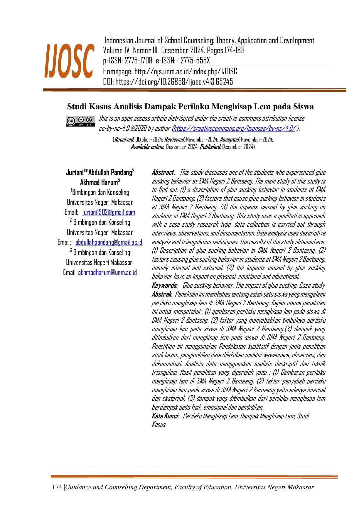 JURIS Studi Kasus Analisis Dampak Perilaku Menghisap Lem pada Siswa