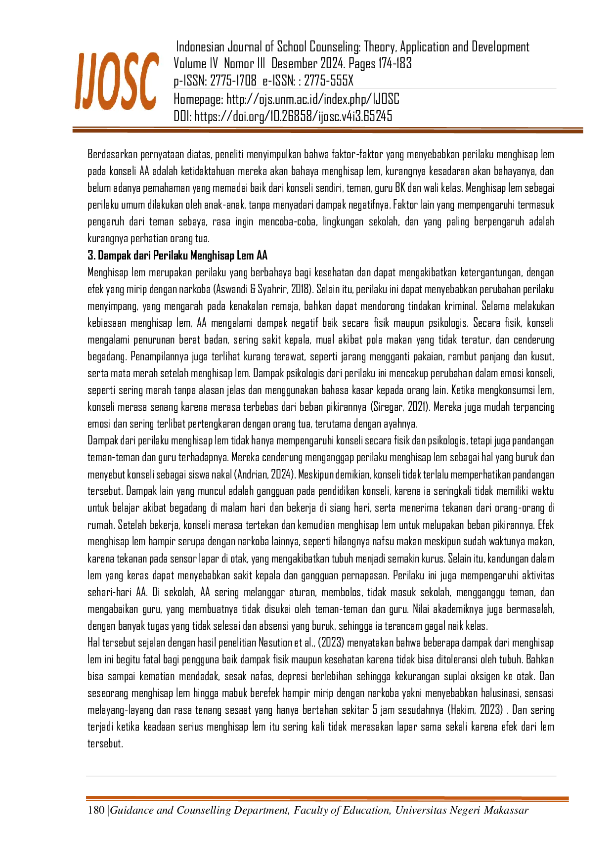 JURIS Studi Kasus Analisis Dampak Perilaku Menghisap Lem pada Siswa