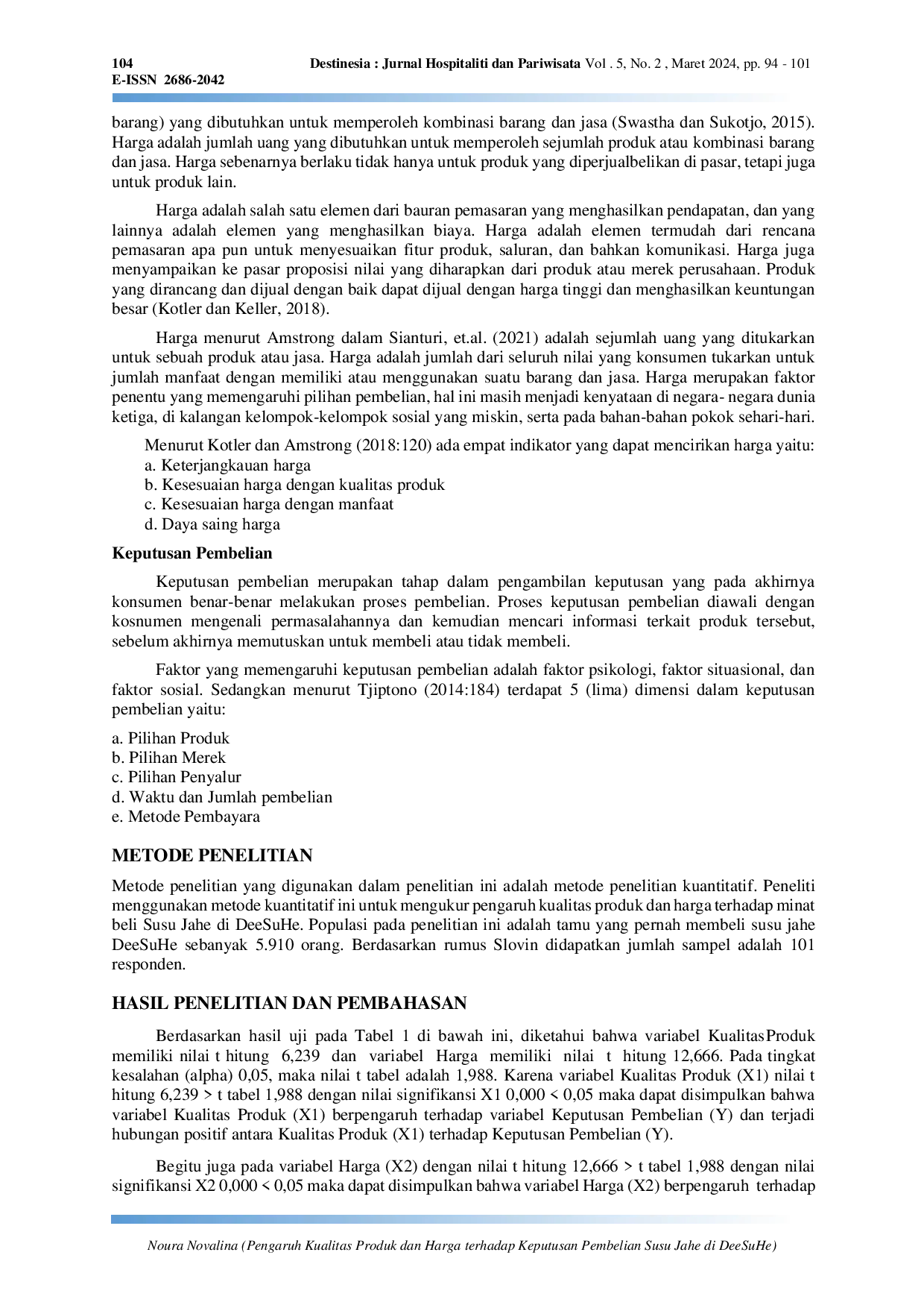 JURIS Pengaruh Kualitas Produk dan Harga Terhadap Minat Beli Susu Jahe di DeeSuHe