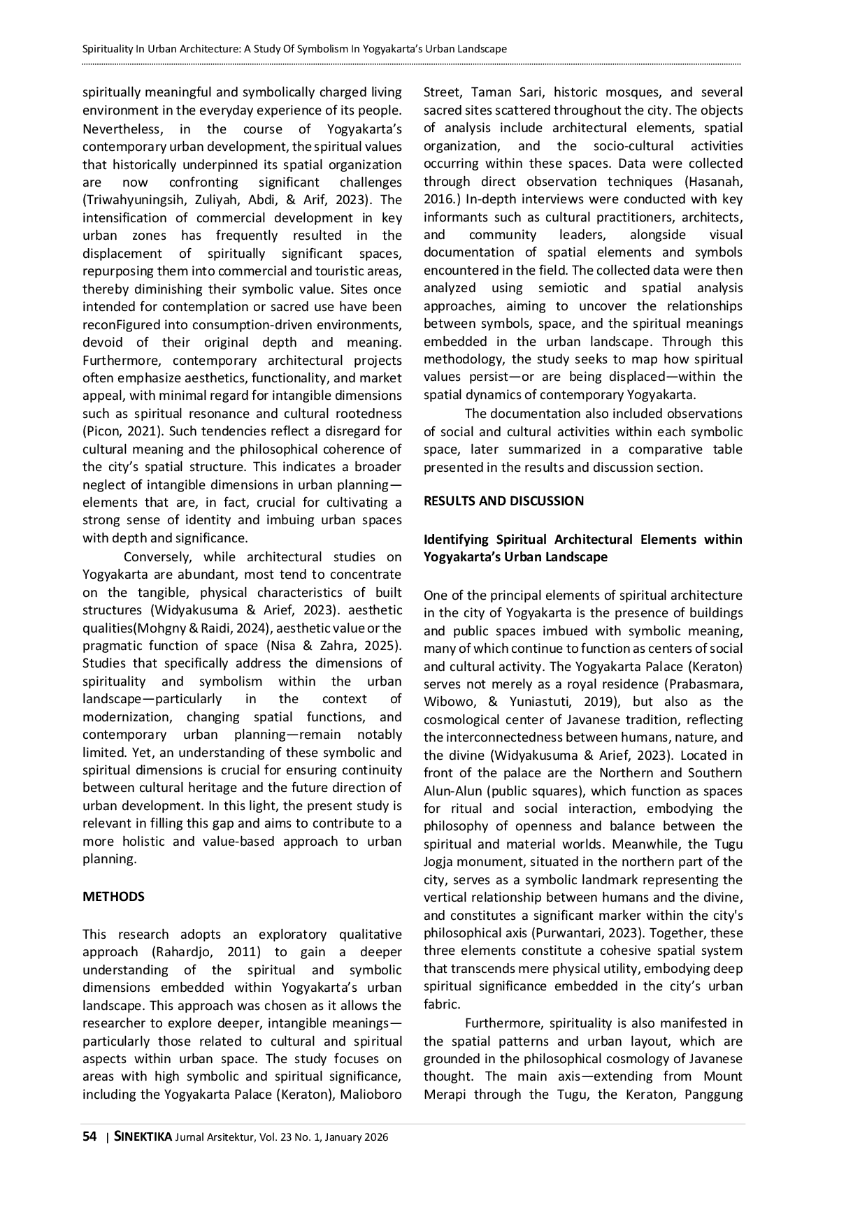 JURIS Spirituality in Urban Architecture a Study of Symbolism in Yogyakarta s Urban Landscape