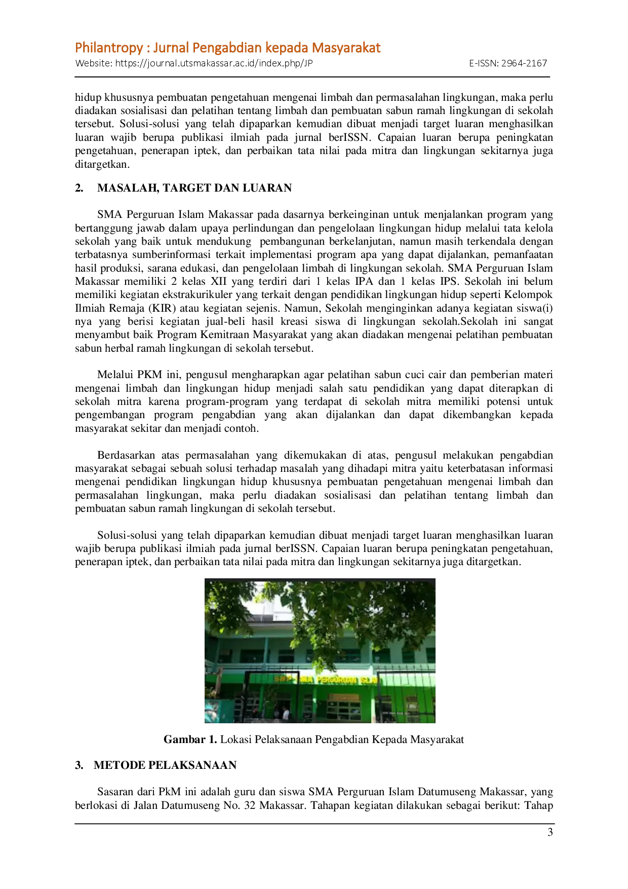 juris Pelatihan Pembuatan Liquid Soap Ramah Lingkungan Sebagai Peluang Wirausaha Di SMA Islam Datumuseng Makassar