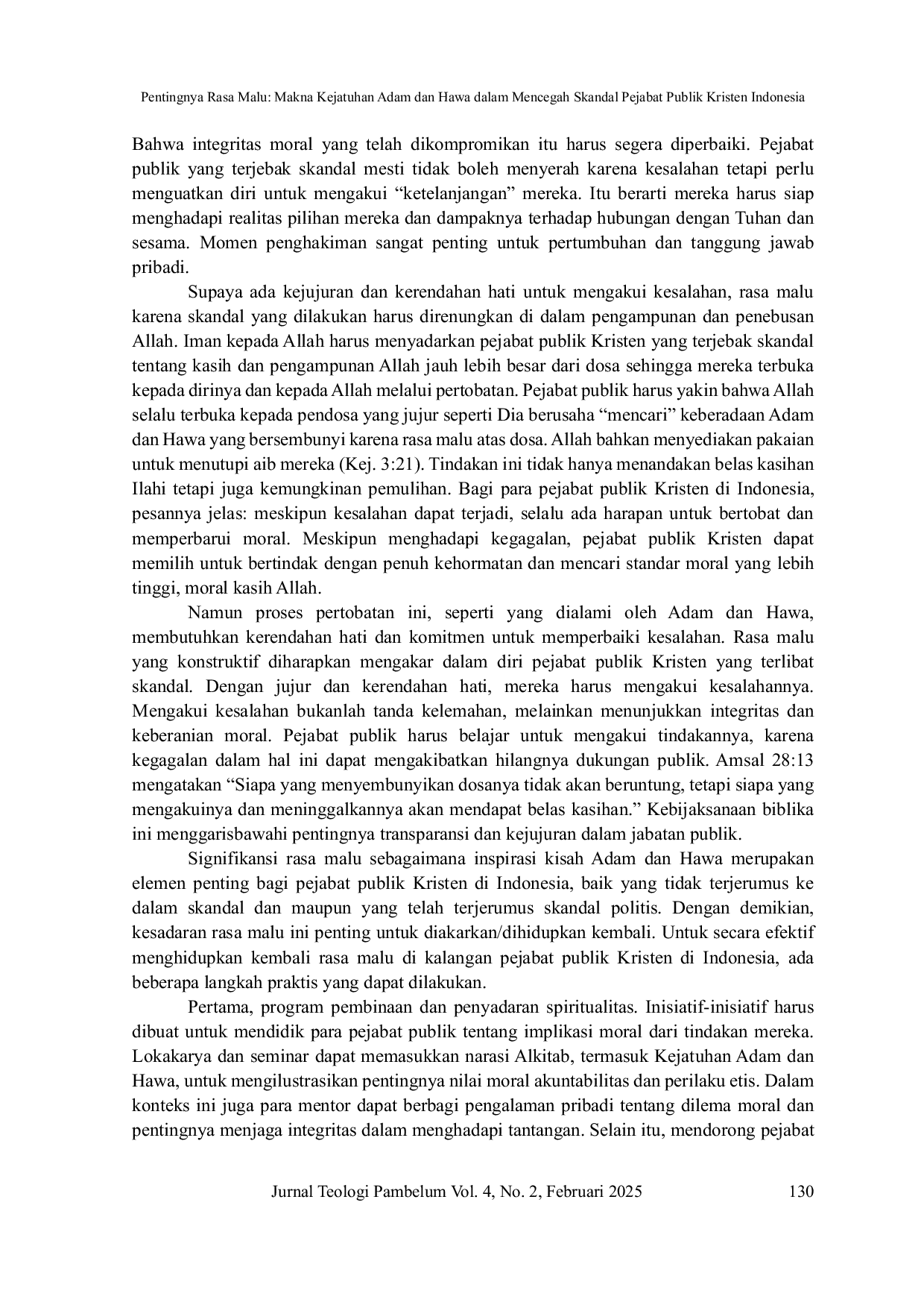 JURIS Pentingnya Rasa Malu Makna Kejatuhan Adam dan Hawa dalam Mencegah Skandal Pejabat Publik Kristen Indonesia
