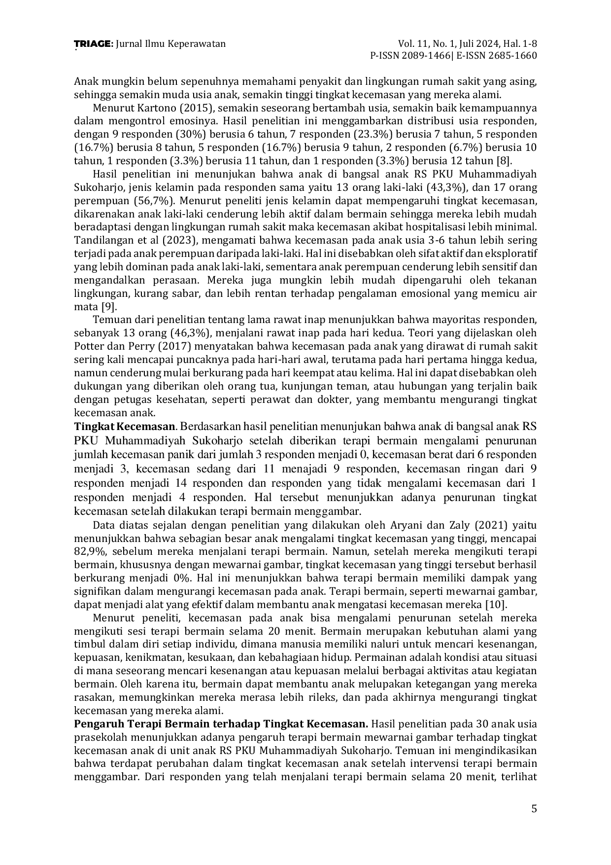 JURIS Pengaruh Terapi Bermain Menggambar Terhadap Kecemasan Hospitalisasi Pada Anak Usia Sekolah 6 12 Tahun