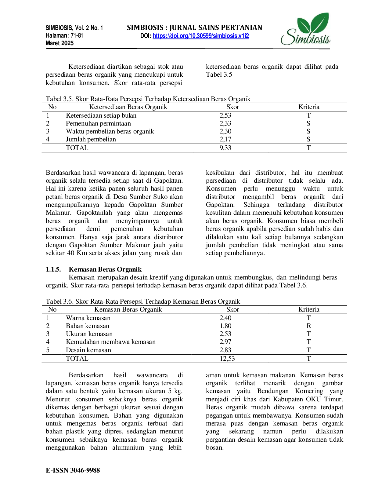 JURIS Analisis Perilaku Konsumsi Rumah Tangga Terhadap Beras Organik Dari Desa Sumber Suko Kecamatan Belitang Kabupaten OKU Timur