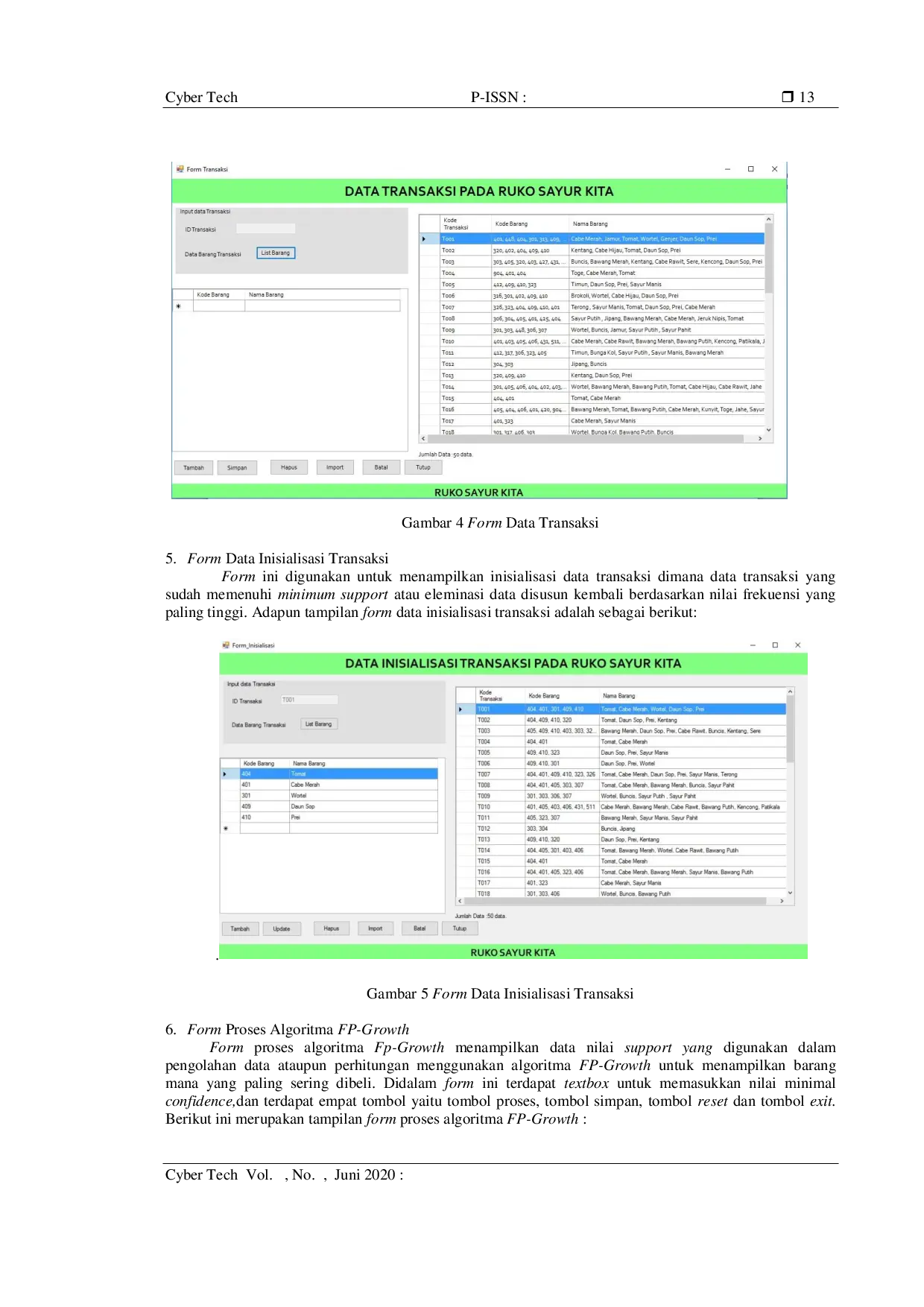 JURIS Penerapan Data Mining Untuk Menganalisa Pola Pembelian Konsumen Pada Sayuran Menggunakan Algoritma FP Growth Studi Kasus Ruko Sayur Kita