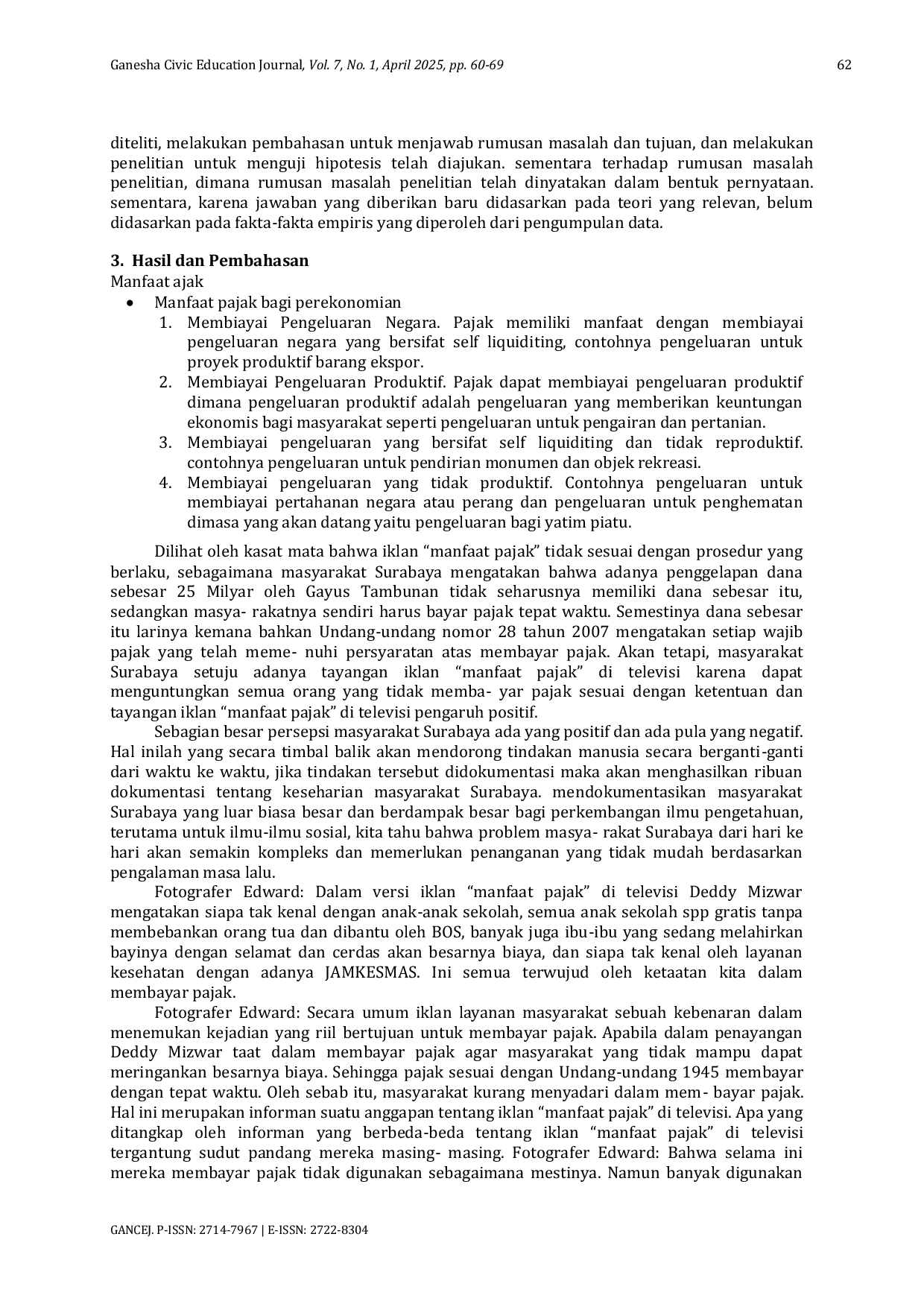 JURIS Masalah dalam Ketidaktaatan Kesadaran Membayar Pajak