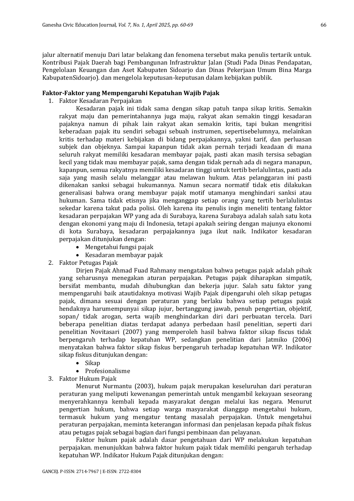 JURIS Masalah dalam Ketidaktaatan Kesadaran Membayar Pajak