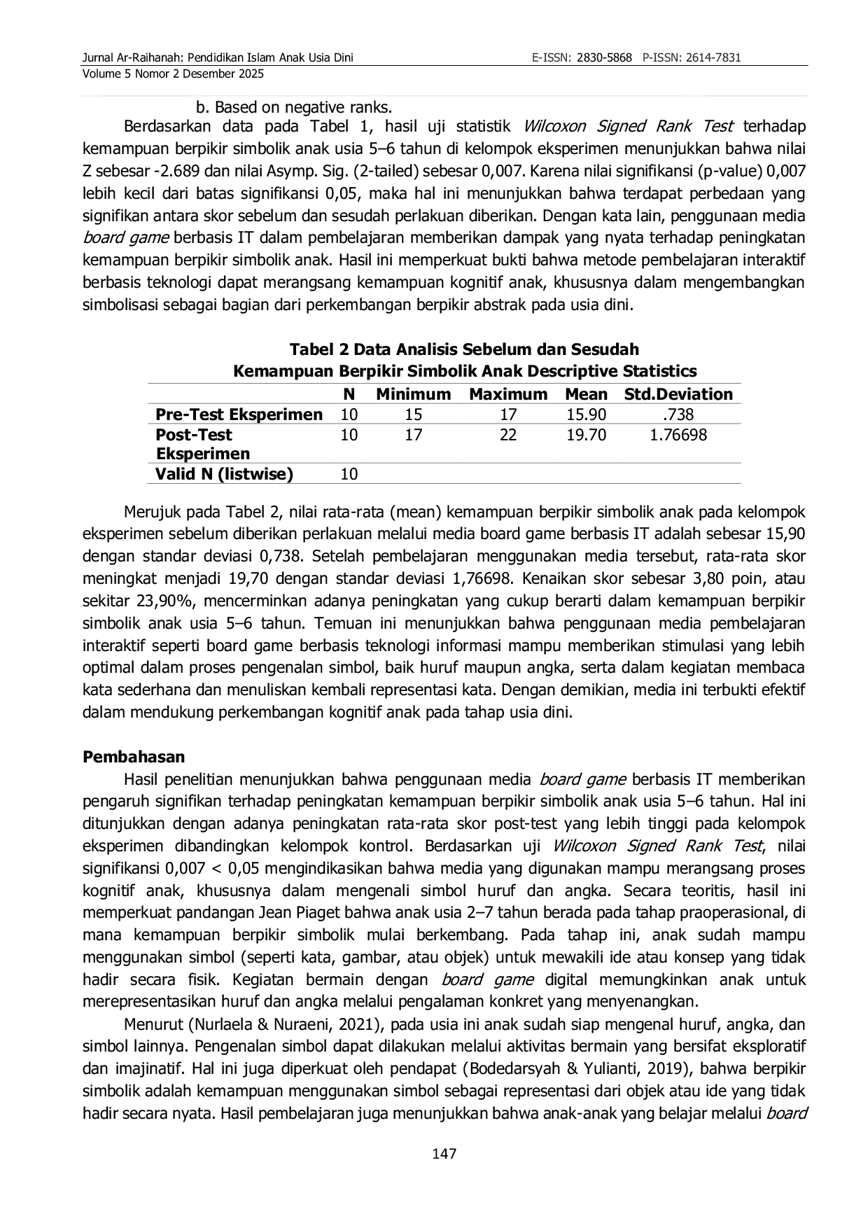 JURIS Pengaruh Media Board Game Berbasis IT Terhadap Kemampuan Berpikir Simbolik Anak Usia 5 6 Tahun