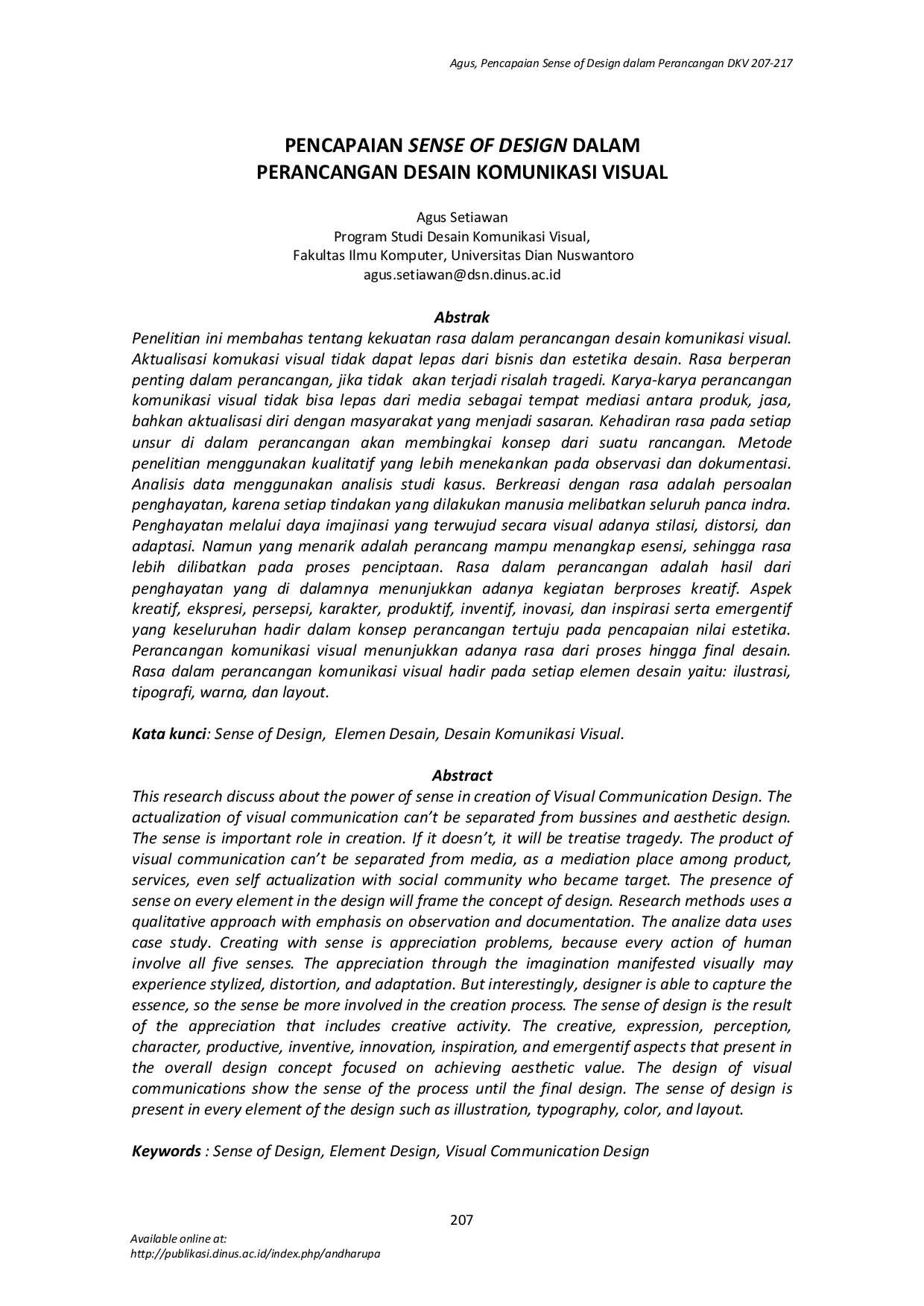 JURIS Pencapaian Sense of Design dalam Perancangan Desain Komunikasi Visual