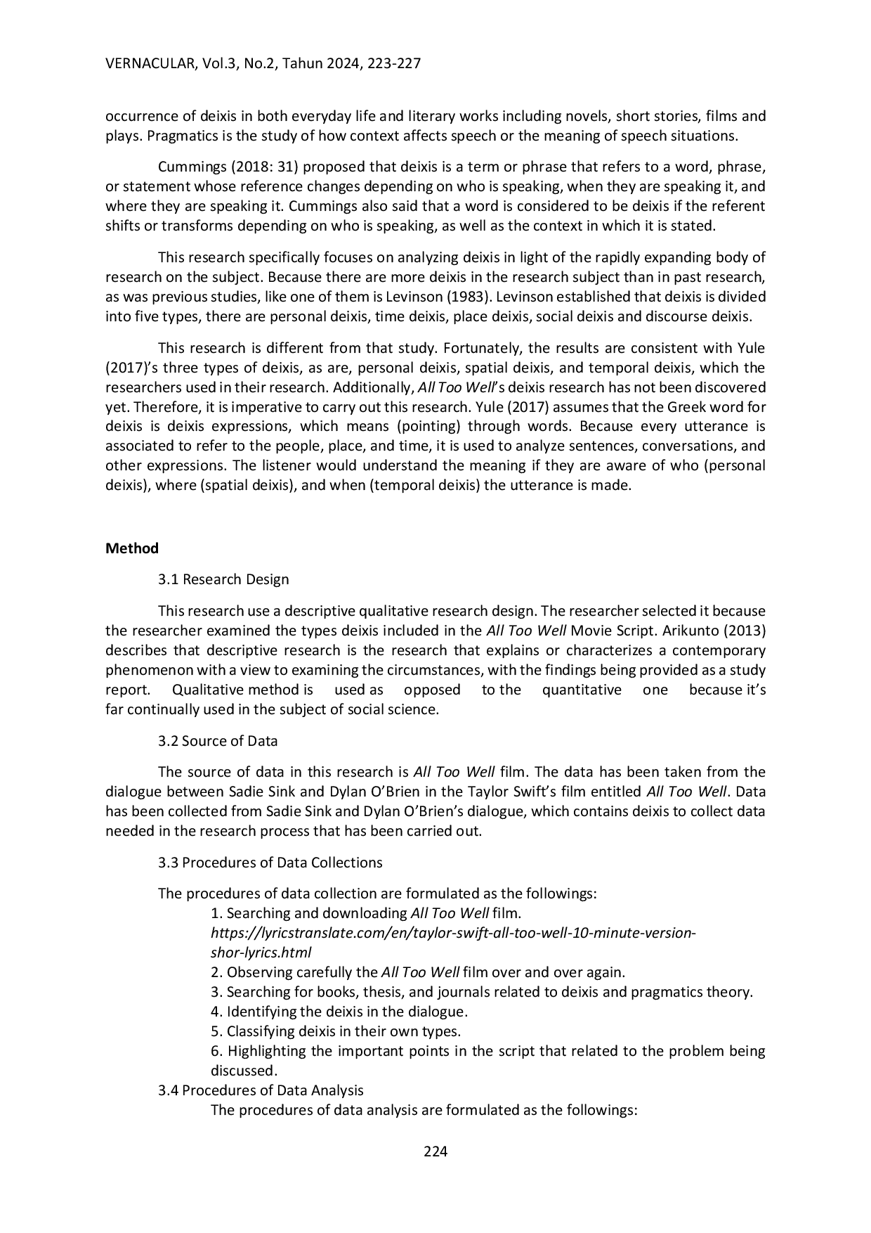 juris Deixis In All Too Well Movie Script