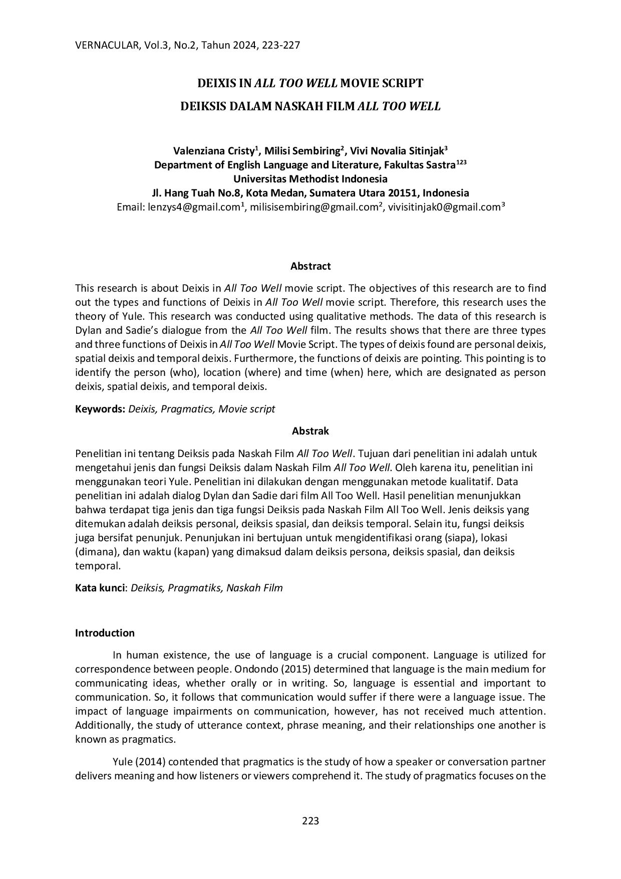 juris Deixis In All Too Well Movie Script