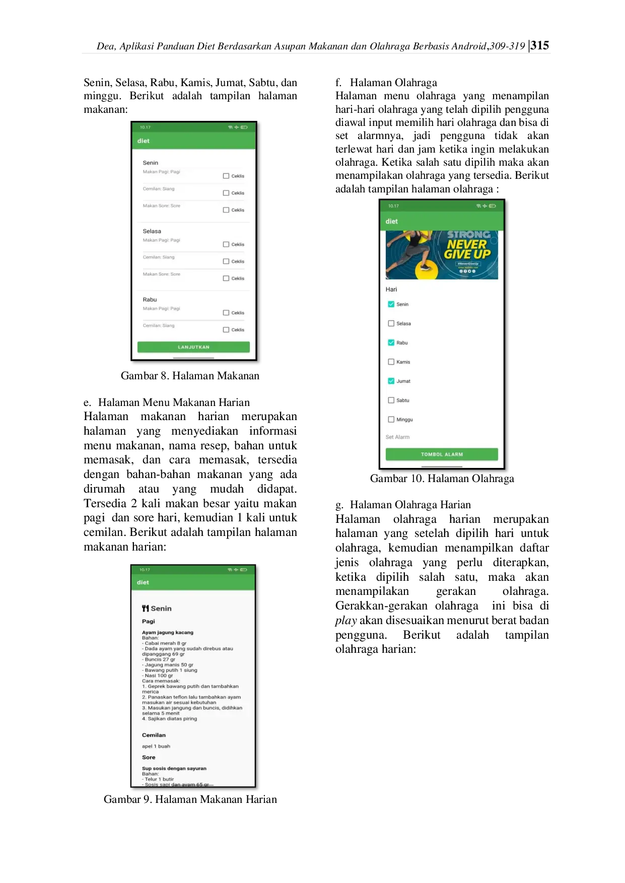 JURIS Aplikasi Panduan Diet Berdasarkan Asupan Makanan dan Olahraga Berbasis Android