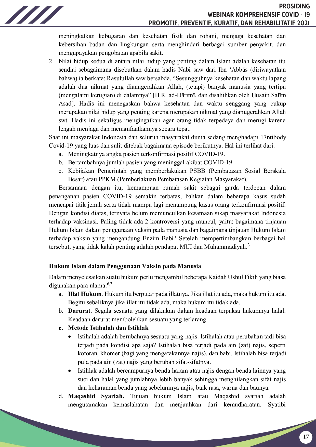 JURIS Kontroversi Hukum Vaksin Tinjauan Majelis Tarjih Muhammmadiyah