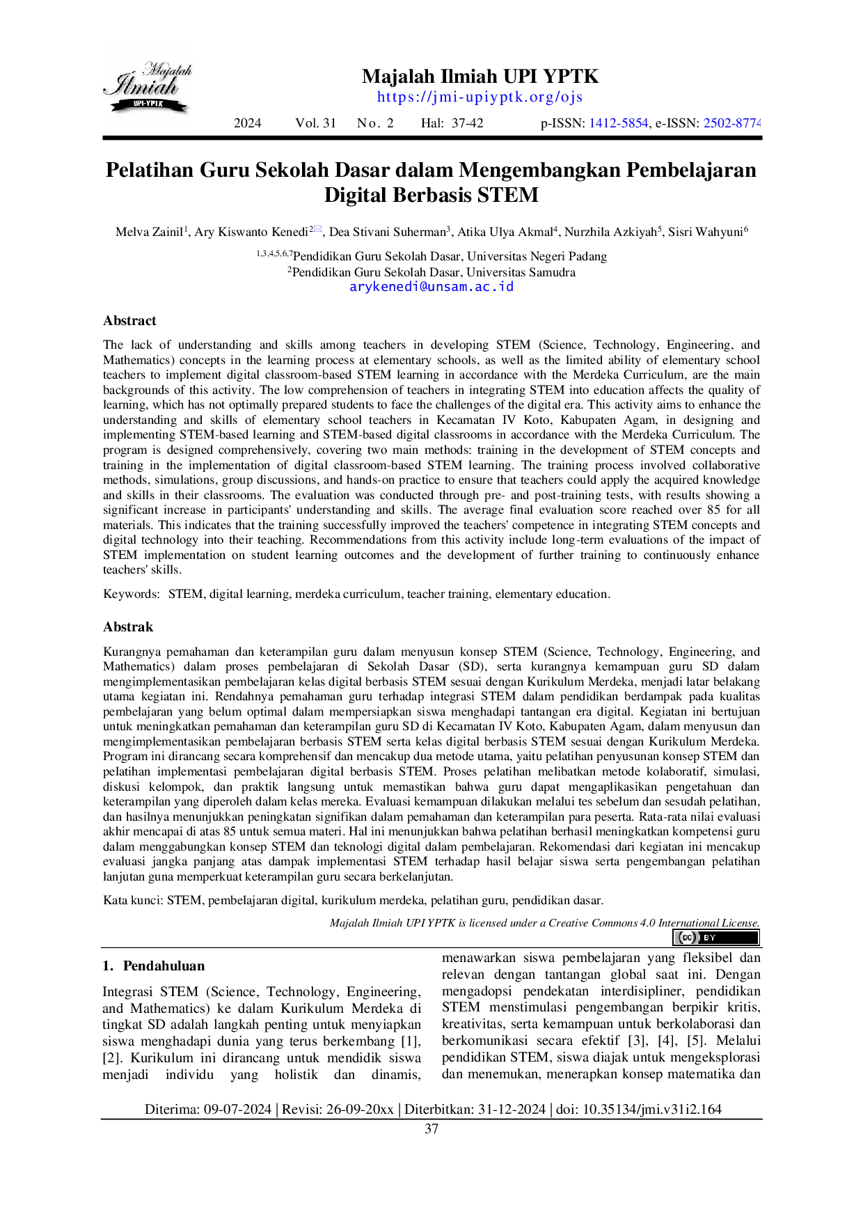 JURIS Pelatihan Guru Sekolah Dasar dalam Mengembangkan Pembelajaran Digital Berbasis STEM