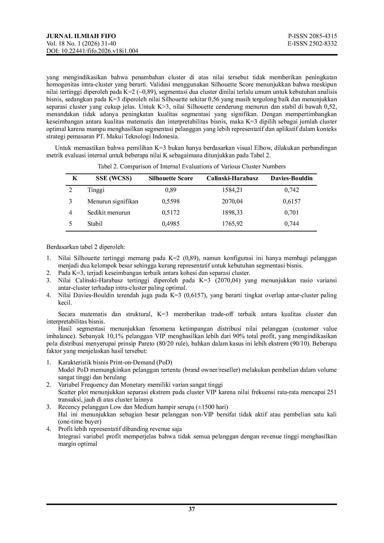 JURIS Analisa Algoritma K Means untuk Segmentasi Pelanggan Berbasis Data Transaksi dalam Sistem Insight Dashboard E Commerce