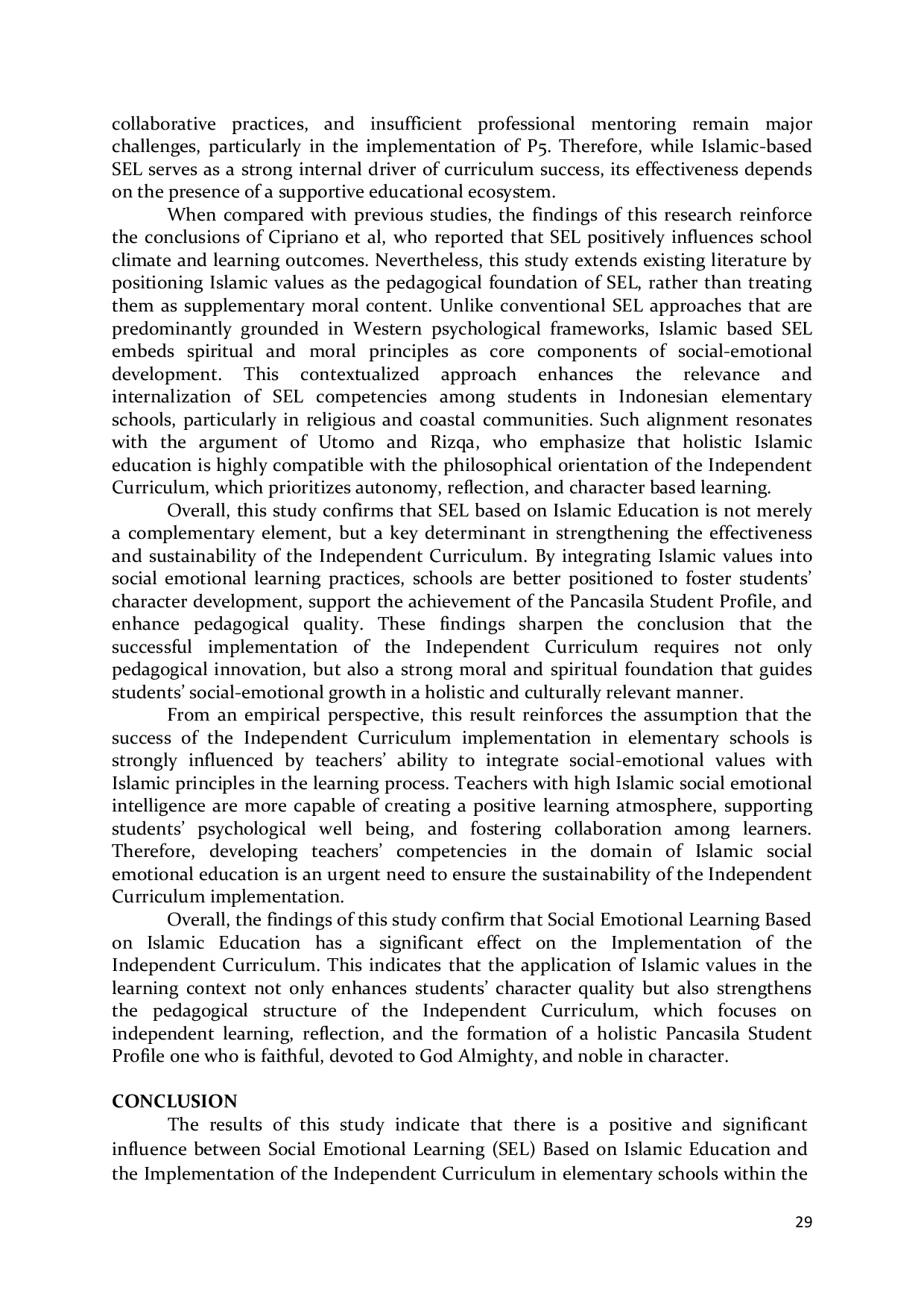 JURIS The Impact of Islamic Education Based Social Emotional Learning on Implementing the Independent Curriculum in Tembilahan Elementary Schools