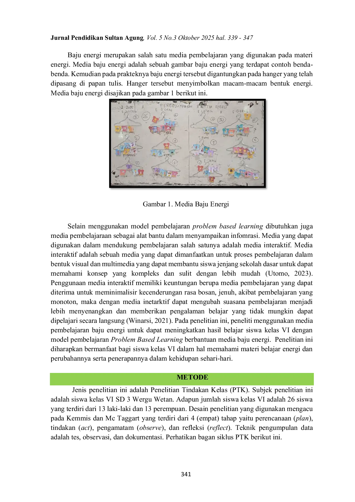 JURIS Efektivitas Model Problem Based Learning Berbantuan Media Baju Energi Terhadap Hasil Belajar Siswa Sd