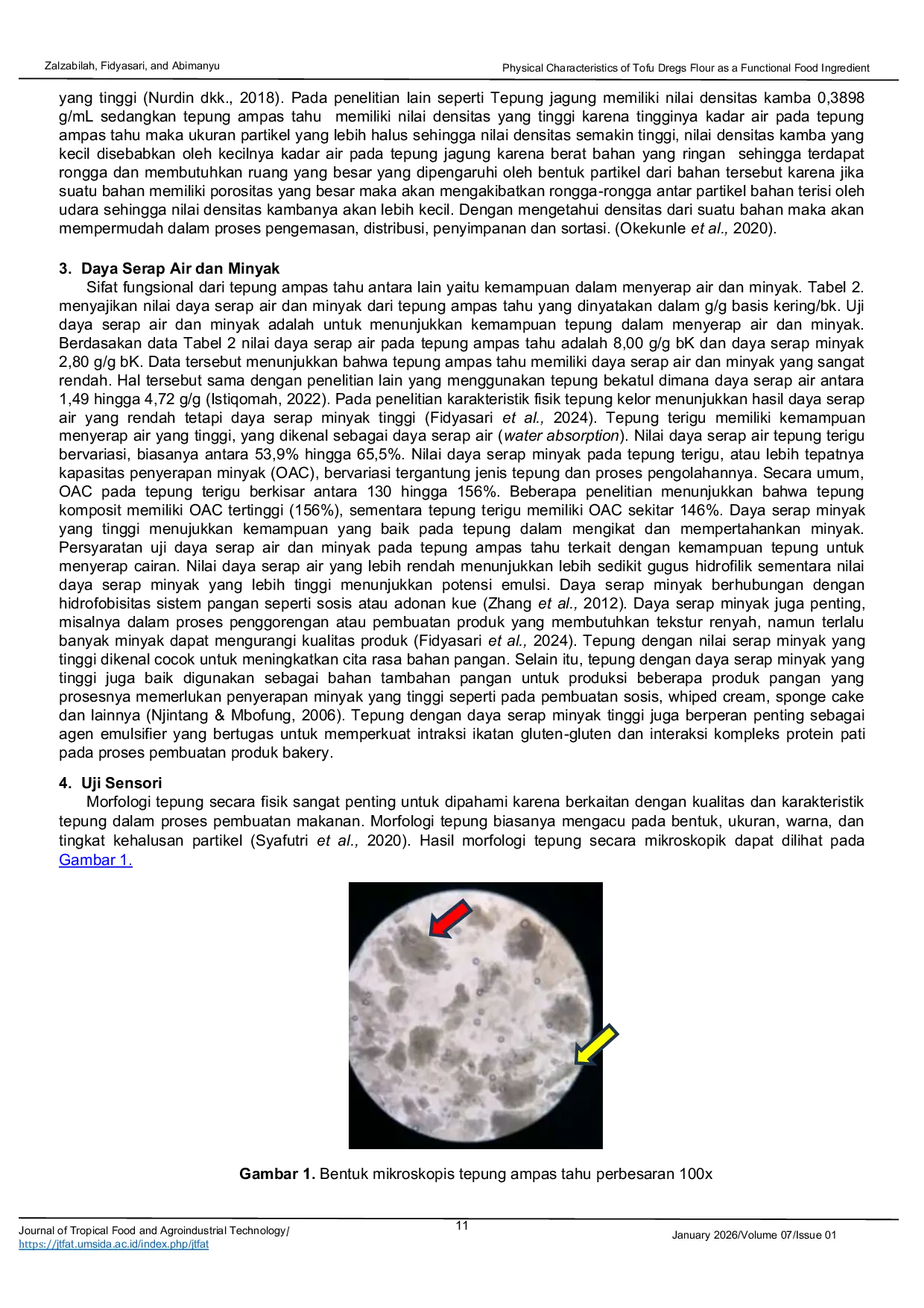 JURIS Physical Characteristics of Tofu Dregs Flour as a Functional Food Ingredient Tofu Dregs Flour