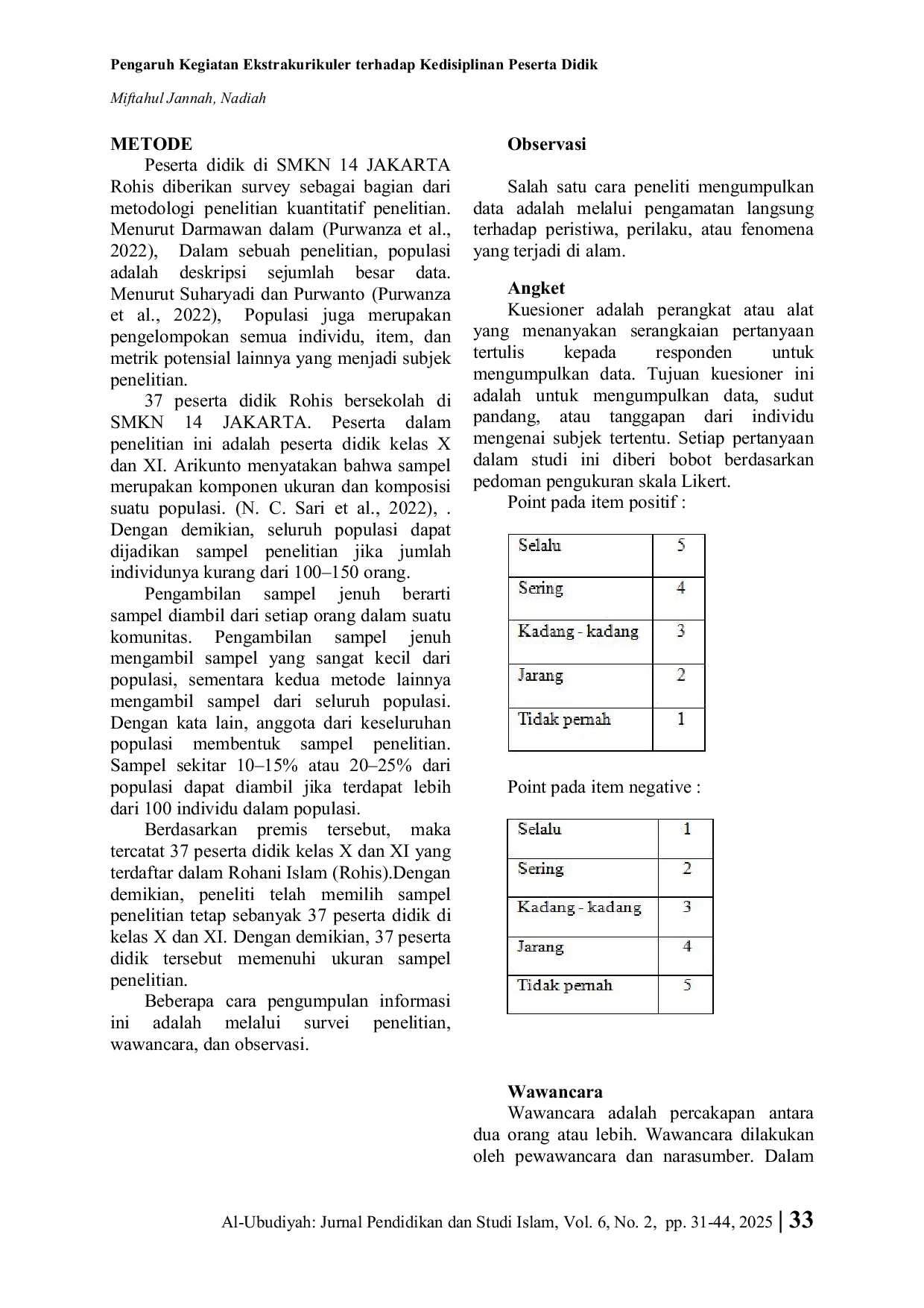 JURIS Pengaruh Kegiatan Ekstrakurikuler Terhadap Kedisiplinan Peserta Didik