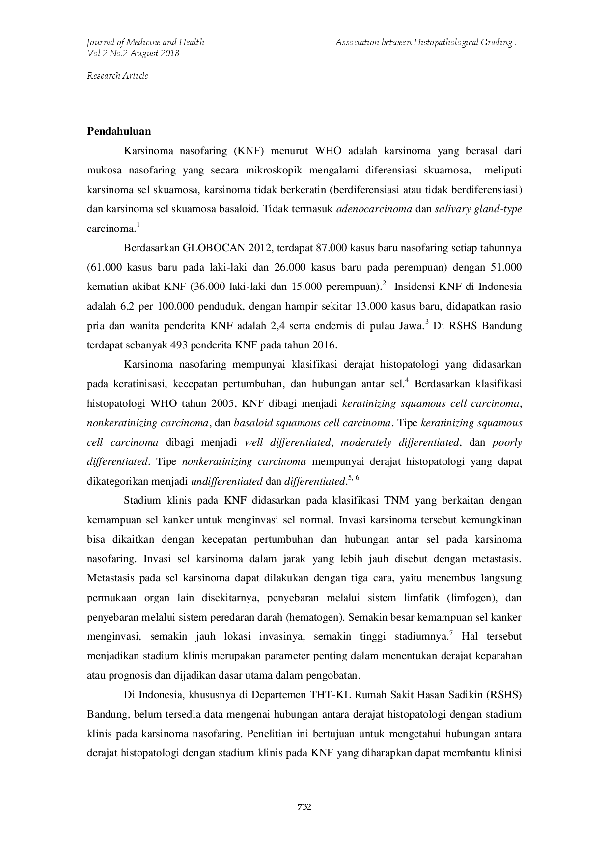 juris Association between Histopathological Grading and Clinical Staging in Nasopharyngeal Carcinoma