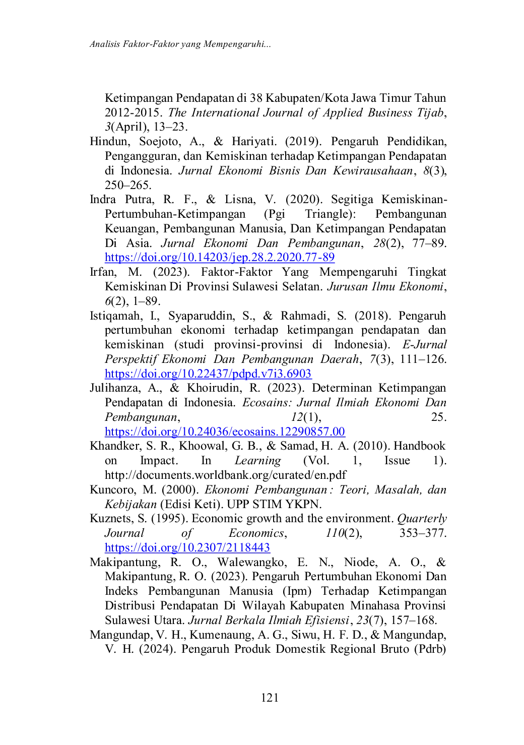 JURIS Analisis Faktor Faktor Yang Mempengaruhi Ketimpangan Pendapatan Analysis of Factors Influencing Income Inequality