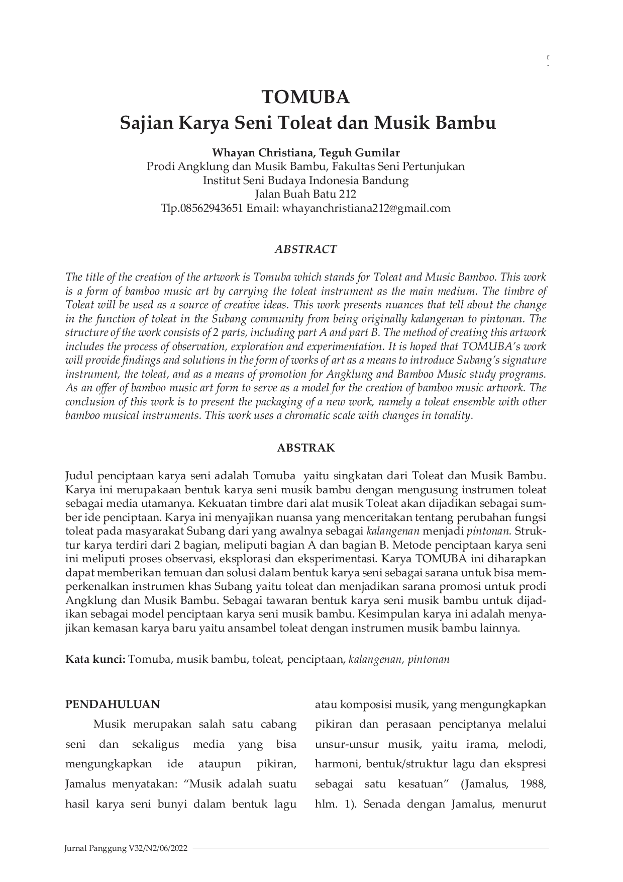 JURIS TOMUBA Sajian Karya Seni Toleat dan Musik Bambu