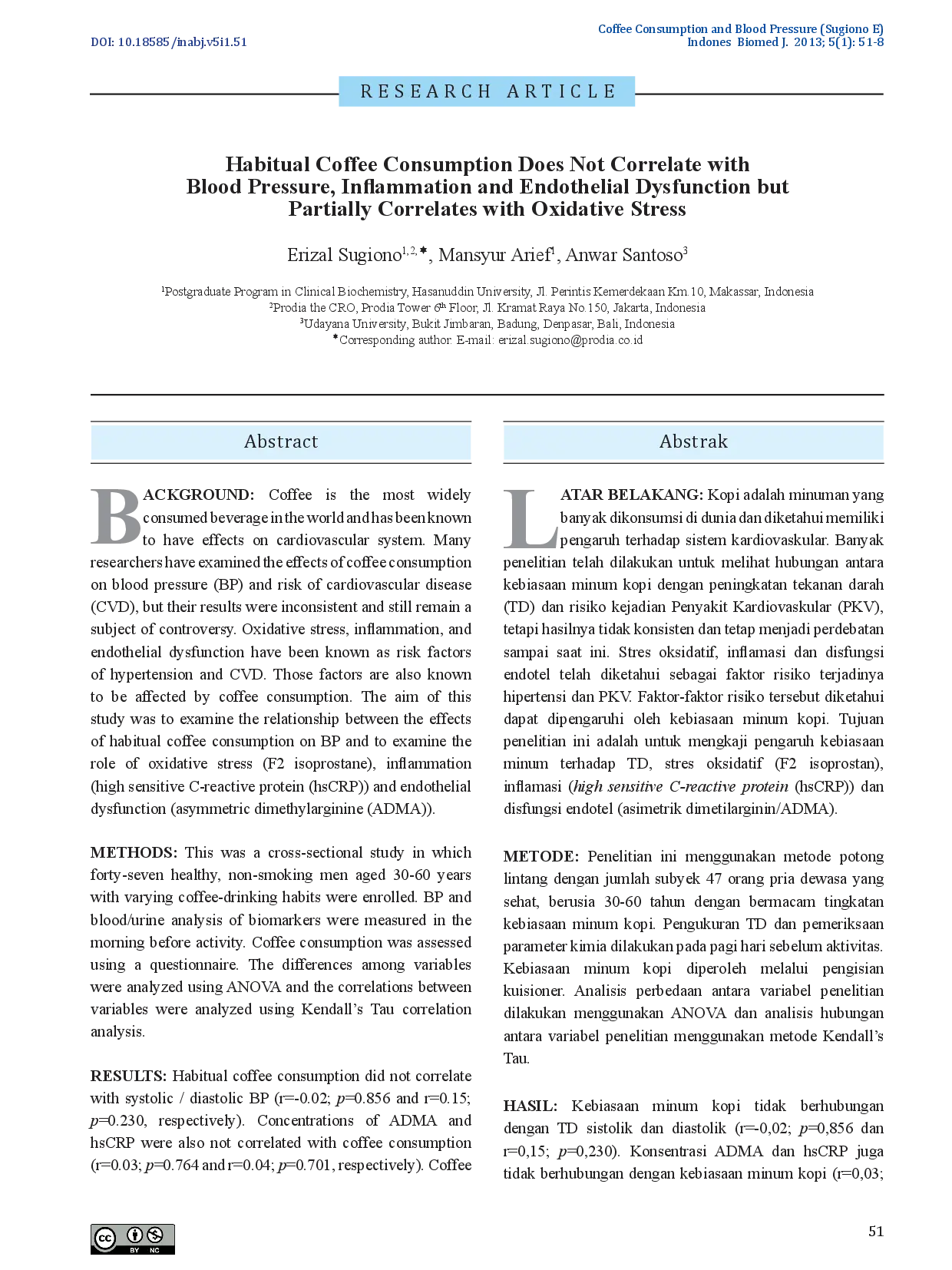 juris Habitual Coffee Consumption Does Not Correlate with Blood Pressure Inflammation and Endothelial Dysfunction but Partially Correlates with Oxidative Stress