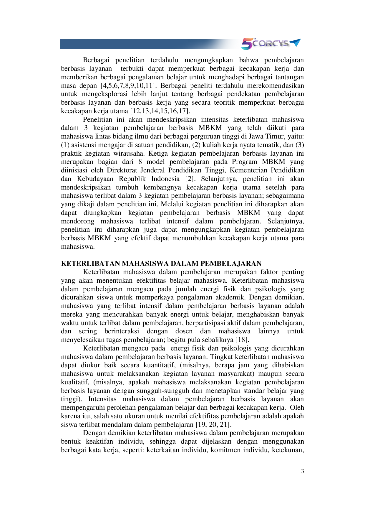 JURIS Keterlibatan Mahasiswa Dalam Pembelajaran Berbasis Mbkm Dalam Memperkuat Kecakapan Kerja Utama