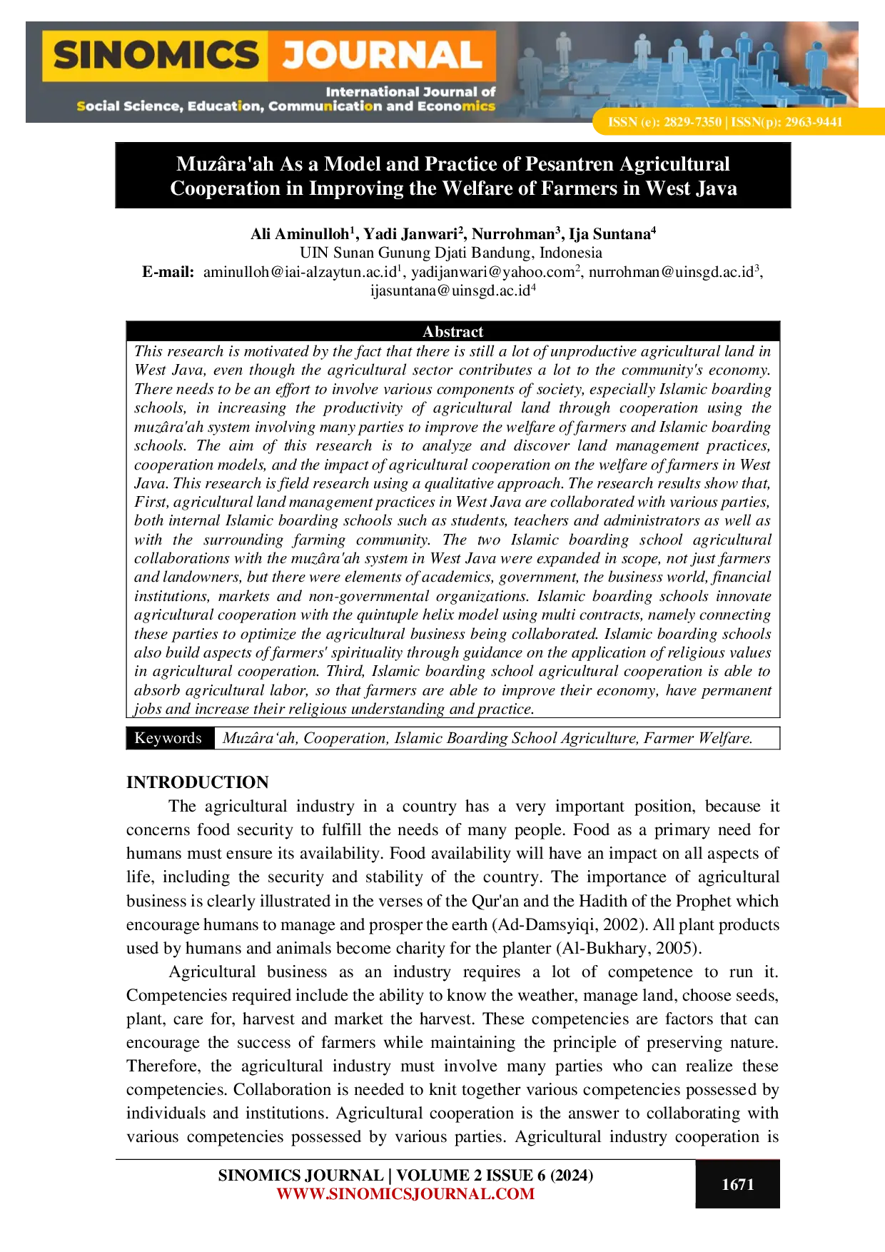 JURIS Muz ra ah As a Model and Practice of Pesantren Agricultural Cooperation in Improving the Welfare of Farmers in West Java