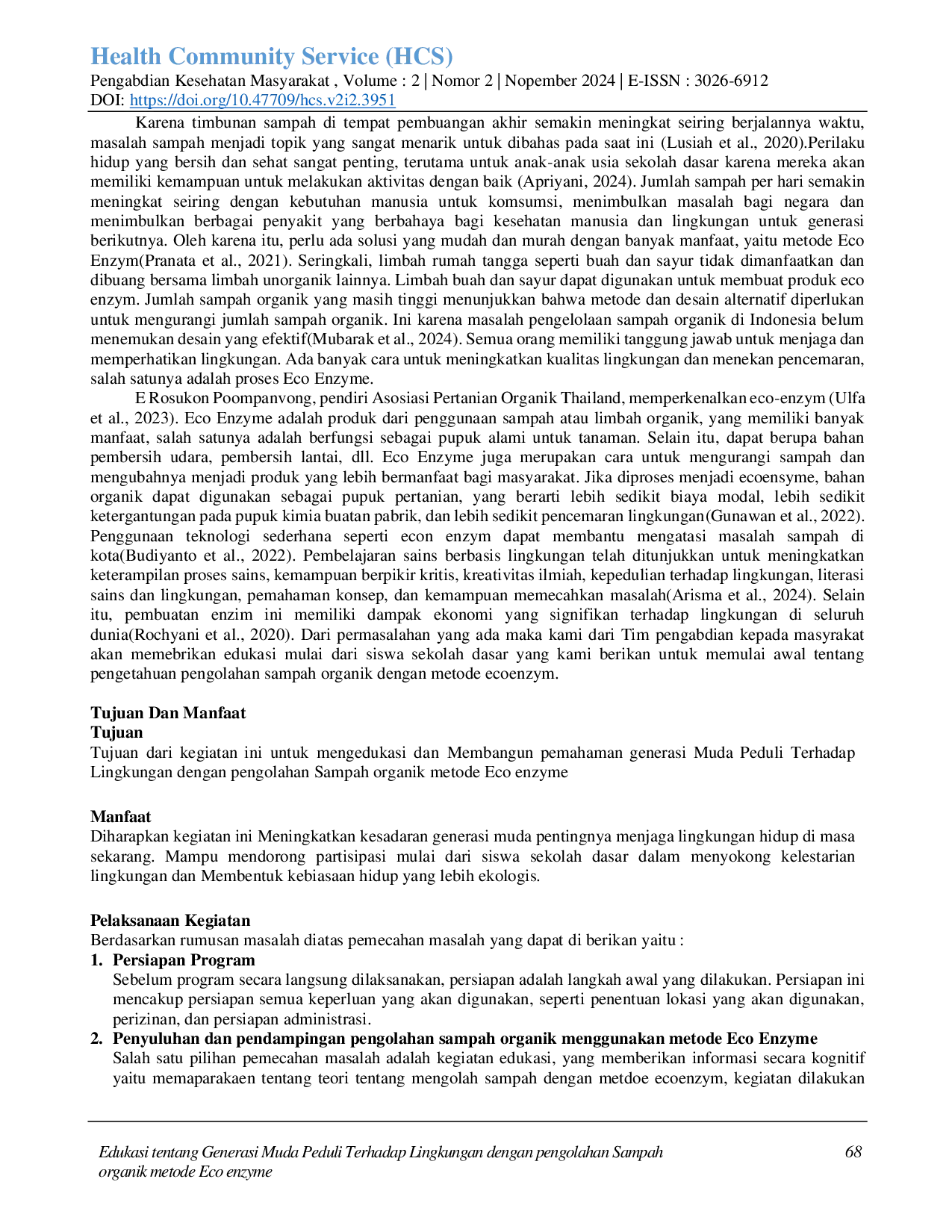 juris Edukasi tentang Generasi Muda Peduli Terhadap Lingkungan dengan pengolahan Sampah organik metode Eco enzyme