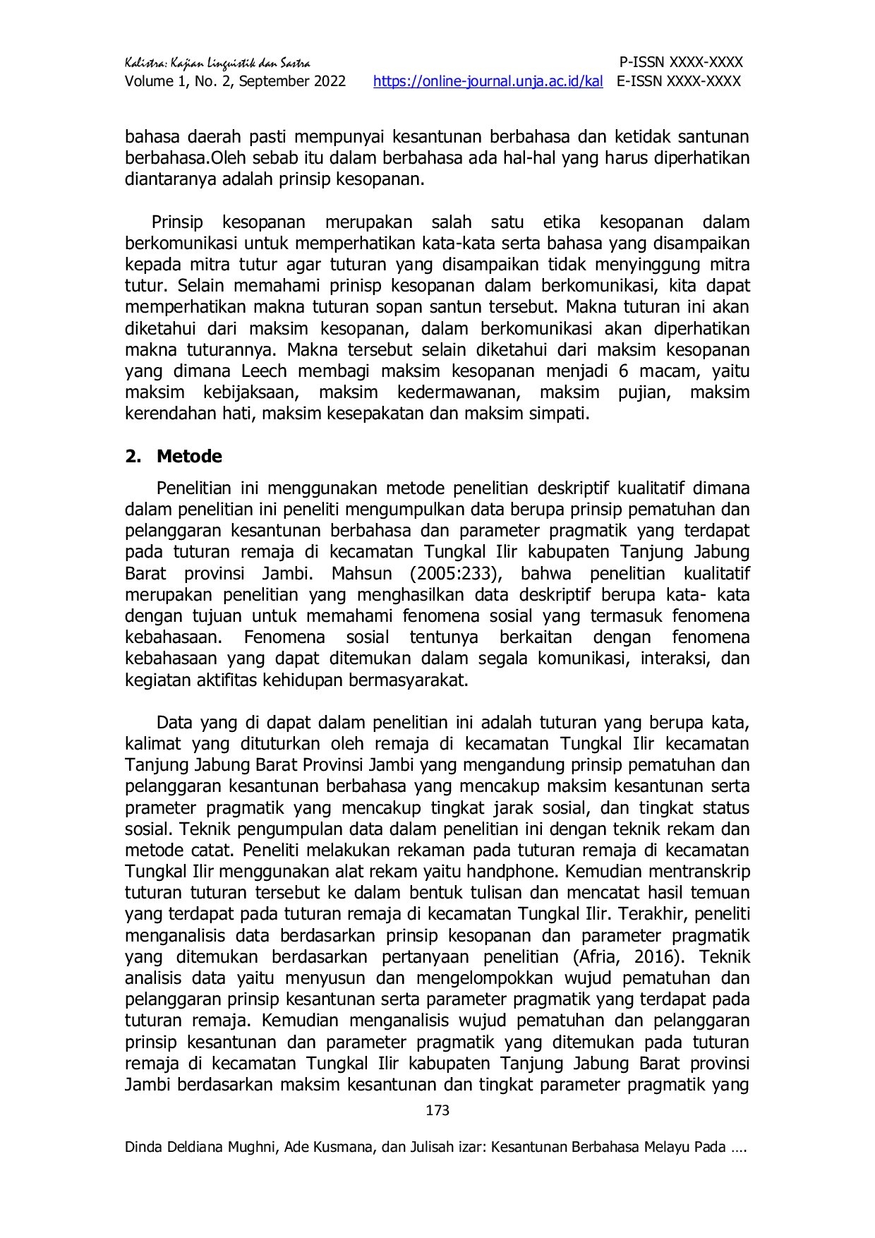 JURIS Kesantunan Berbahasa Melayu Pada Kalangan Remaja Kecamatan Tungkal Ilir Kabupaten Tanjung Jabung Barat Provinsi Jambi