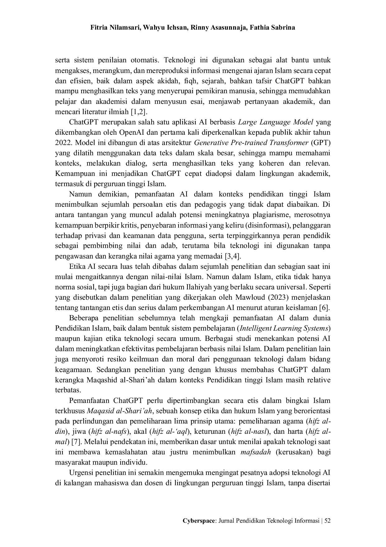 JURIS Etika Penggunaan ChatGPT Dalam Pendidikan Dan Ekonomi Islam Tinjauan Maqasid Al Shari Ah