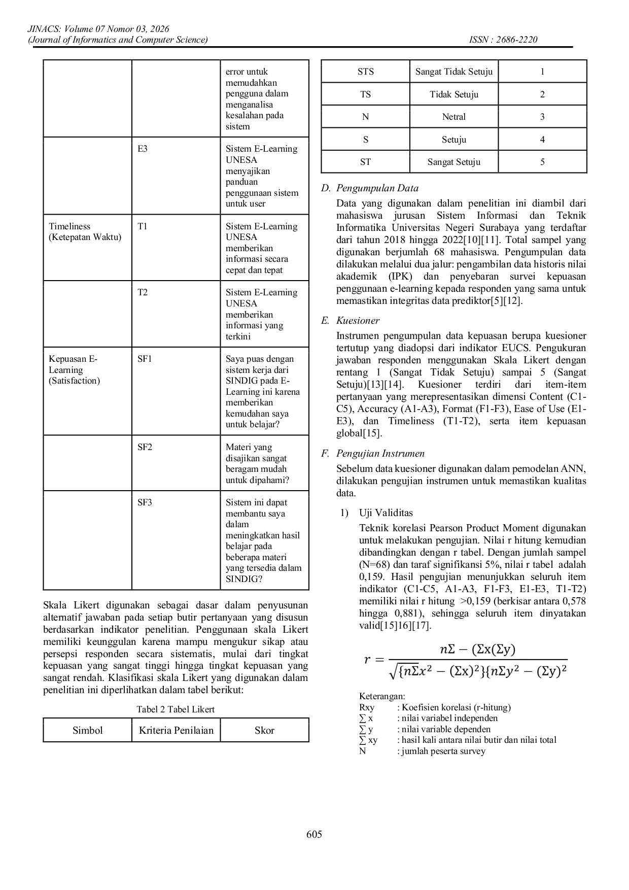 JURIS Prediksi Kelulusan Tepat Waktu Mahasiswa Menggunakan Artificial Neural Network Berdasarkan Nilai Akademik Dan Kepuasan Penggunaan E Learning Studi Kasus Universitas Negeri Surabaya