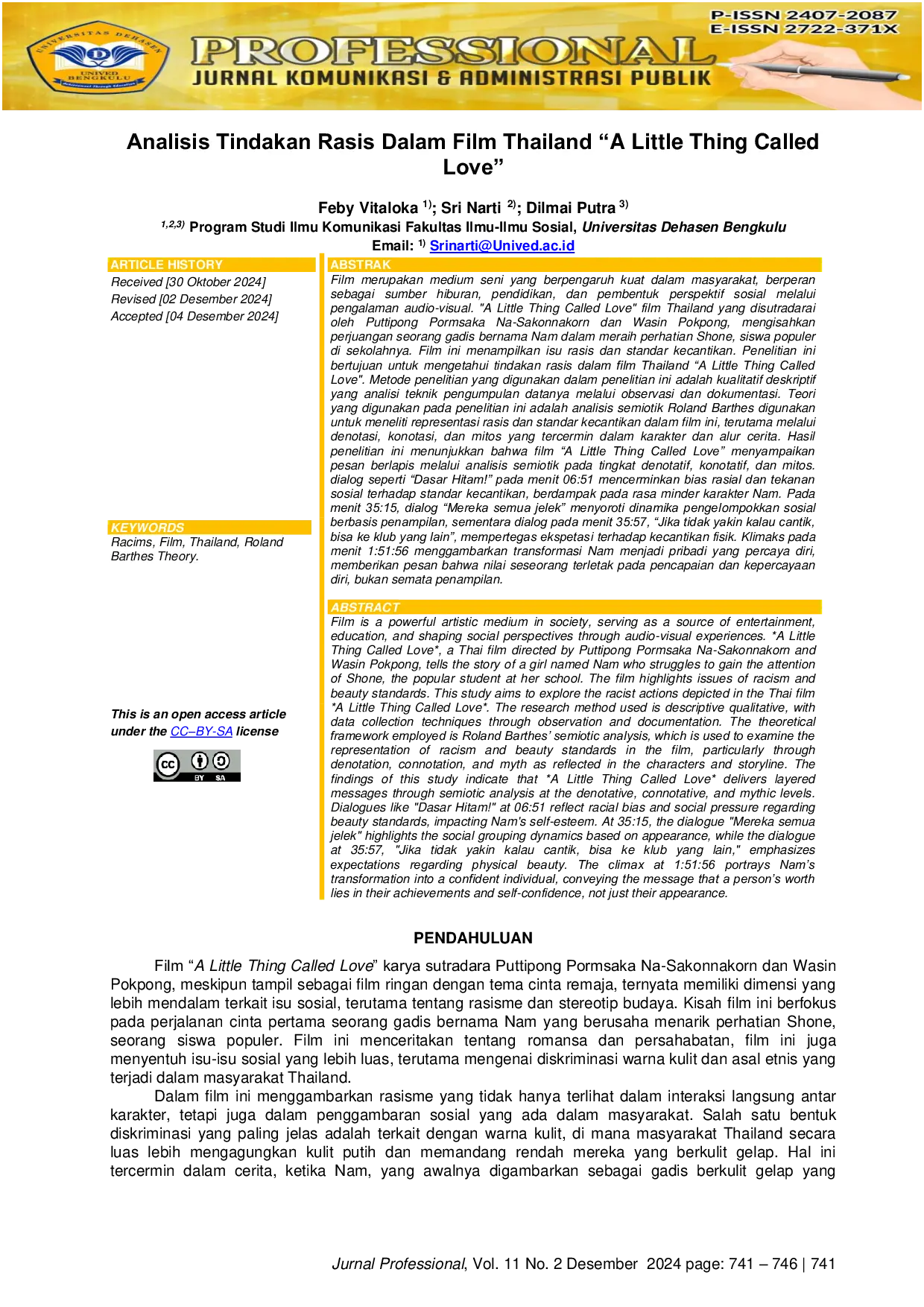 JURIS Analisis Tindakan Rasis Dalam Film Thailand A Little Thing Called Love