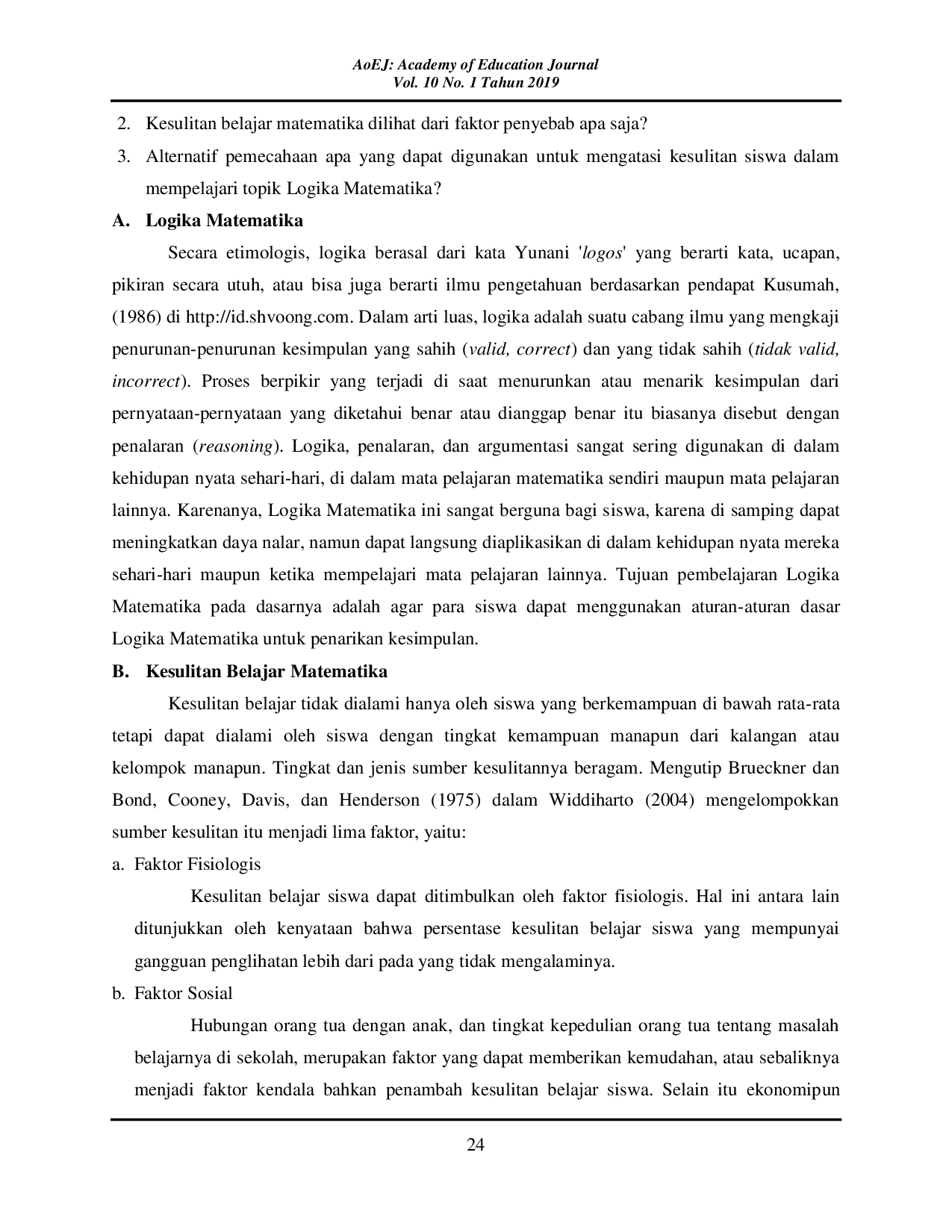 JURIS Analisis Kesulitan Belajar Matematika Pada Topik Logika Di Smk Muhammadiyah 3 Klaten Utara