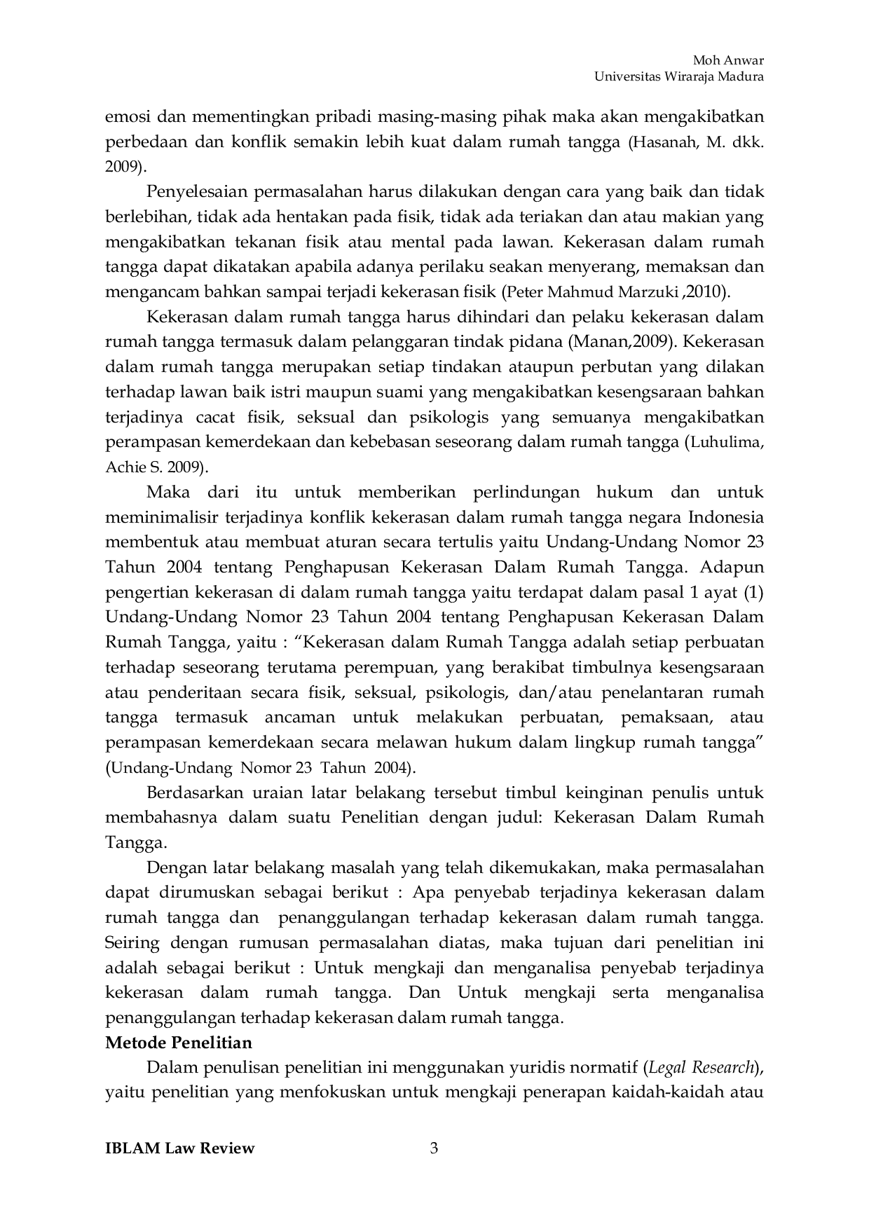 JURIS Penanggulangan Kekerasan Dalam Rumah Tangga Terhadap Perempuan