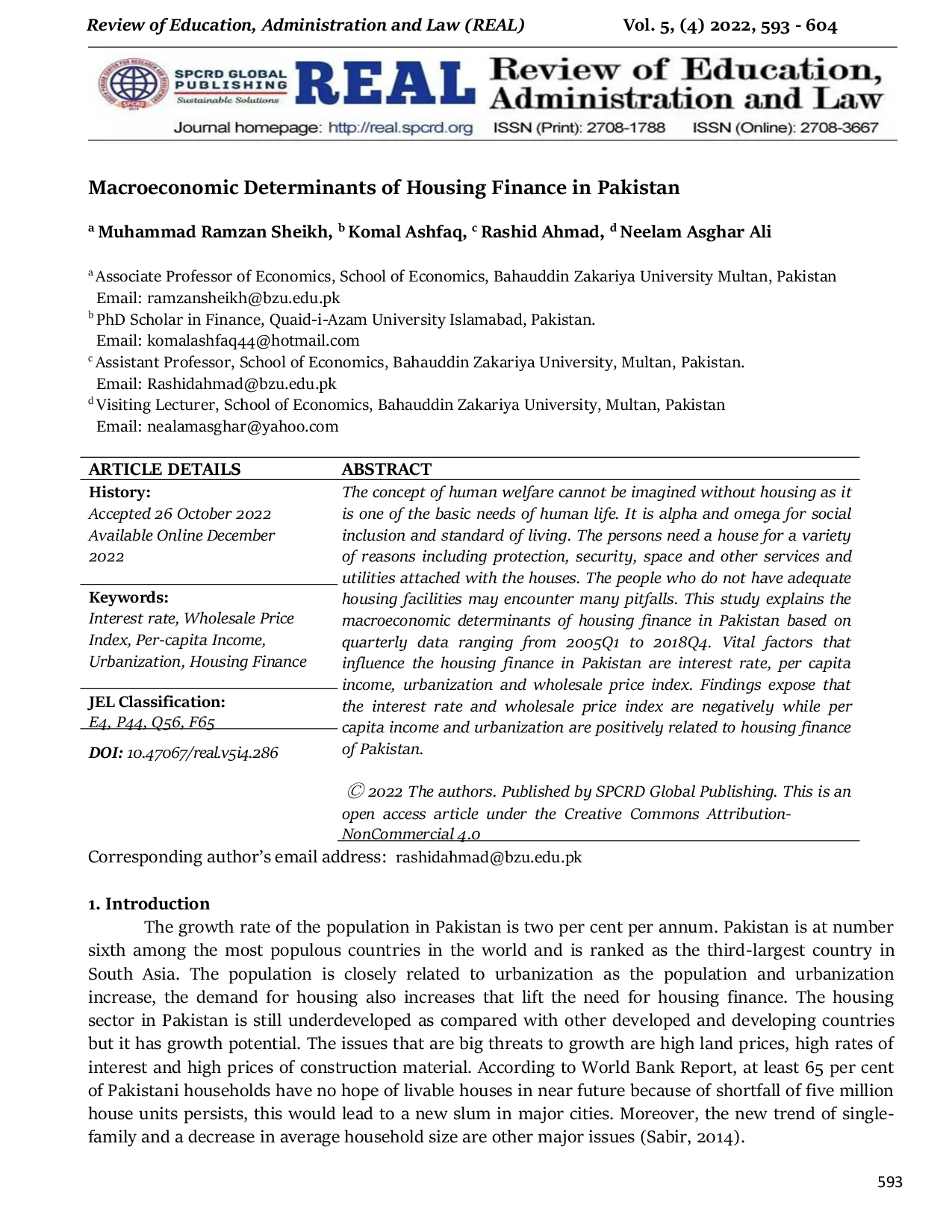 JURIS Macroeconomic Determinants of Housing Finance in Pakistan